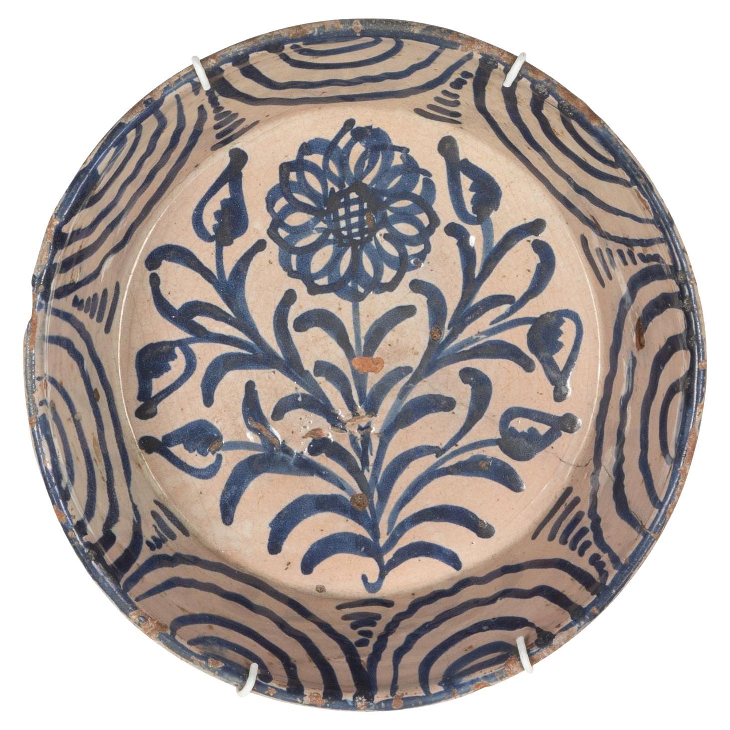 Fin du 19ème siècle, bol Fajalauza espagnol bleu et blanc