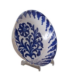 Late 19th Century Spanish Blue and White Fajalauza Pottery Bowl