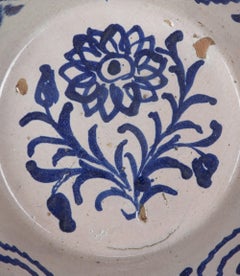 Late 19th Century Spanish Blue and White Fajalauza Pottery Bowl
