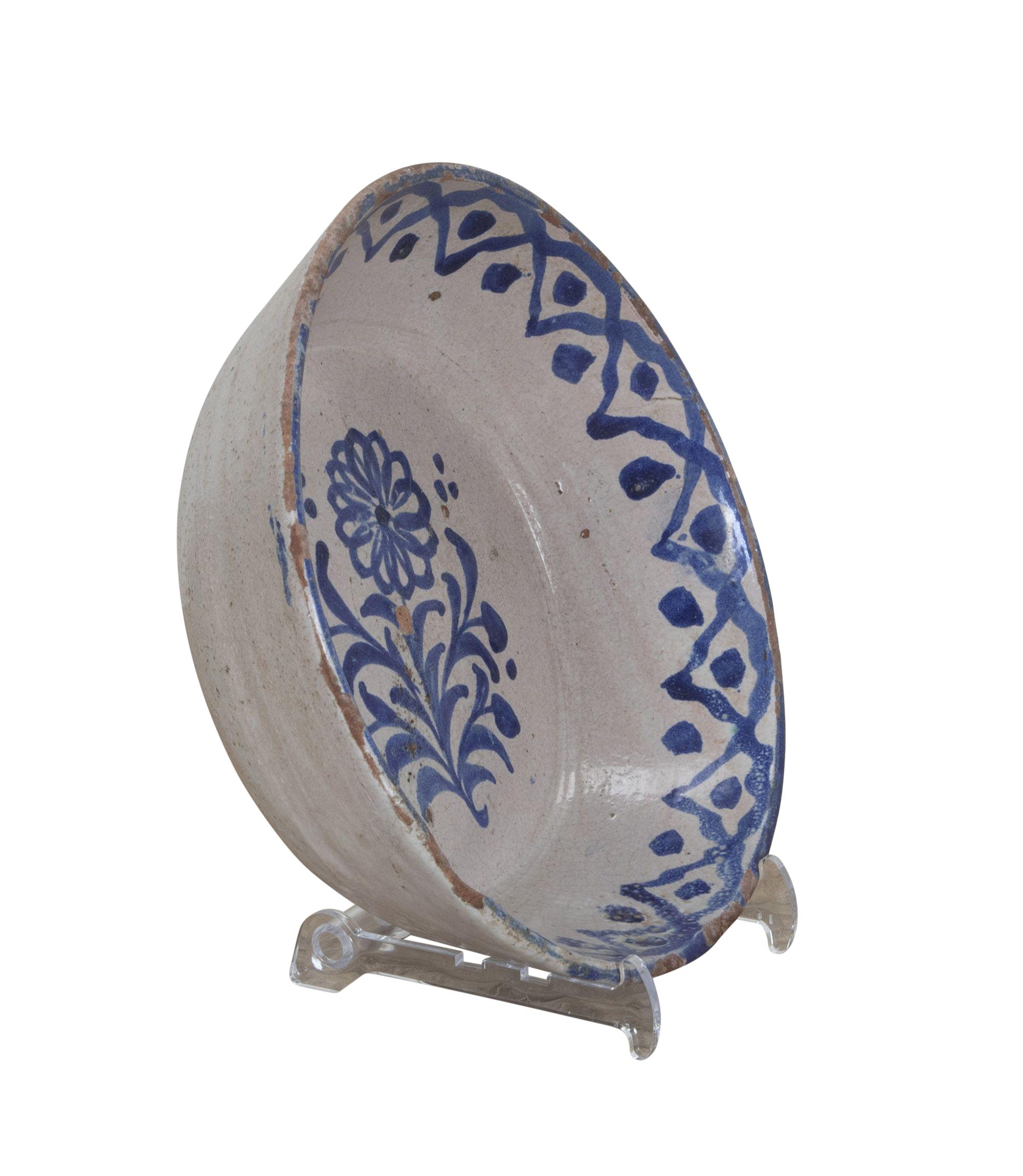 Fin du 19e siècle, bol en poterie espagnole bleu et blanc Fajalauza Bon état - En vente à Tetbury, Gloucestershire