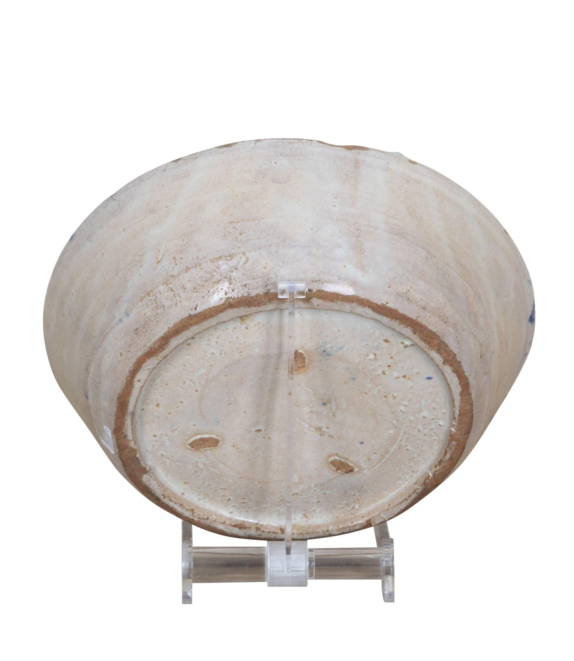 Fin du 19e siècle, bol en poterie espagnole bleu et blanc Fajalauza Bon état - En vente à Tetbury, Gloucestershire