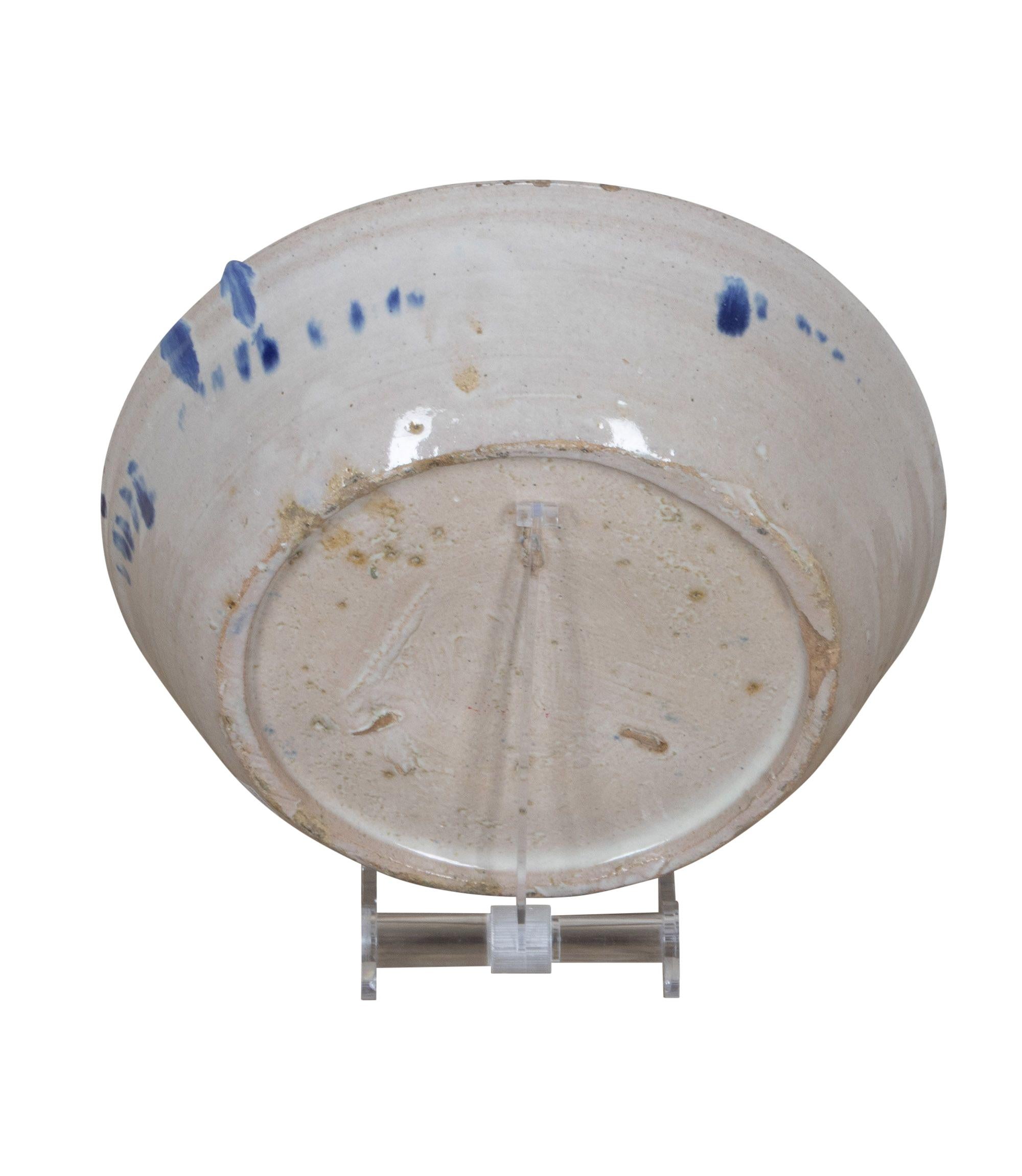 Fin du 19e siècle, bol en poterie espagnole bleu et blanc Fajalauza Bon état - En vente à Tetbury, Gloucestershire