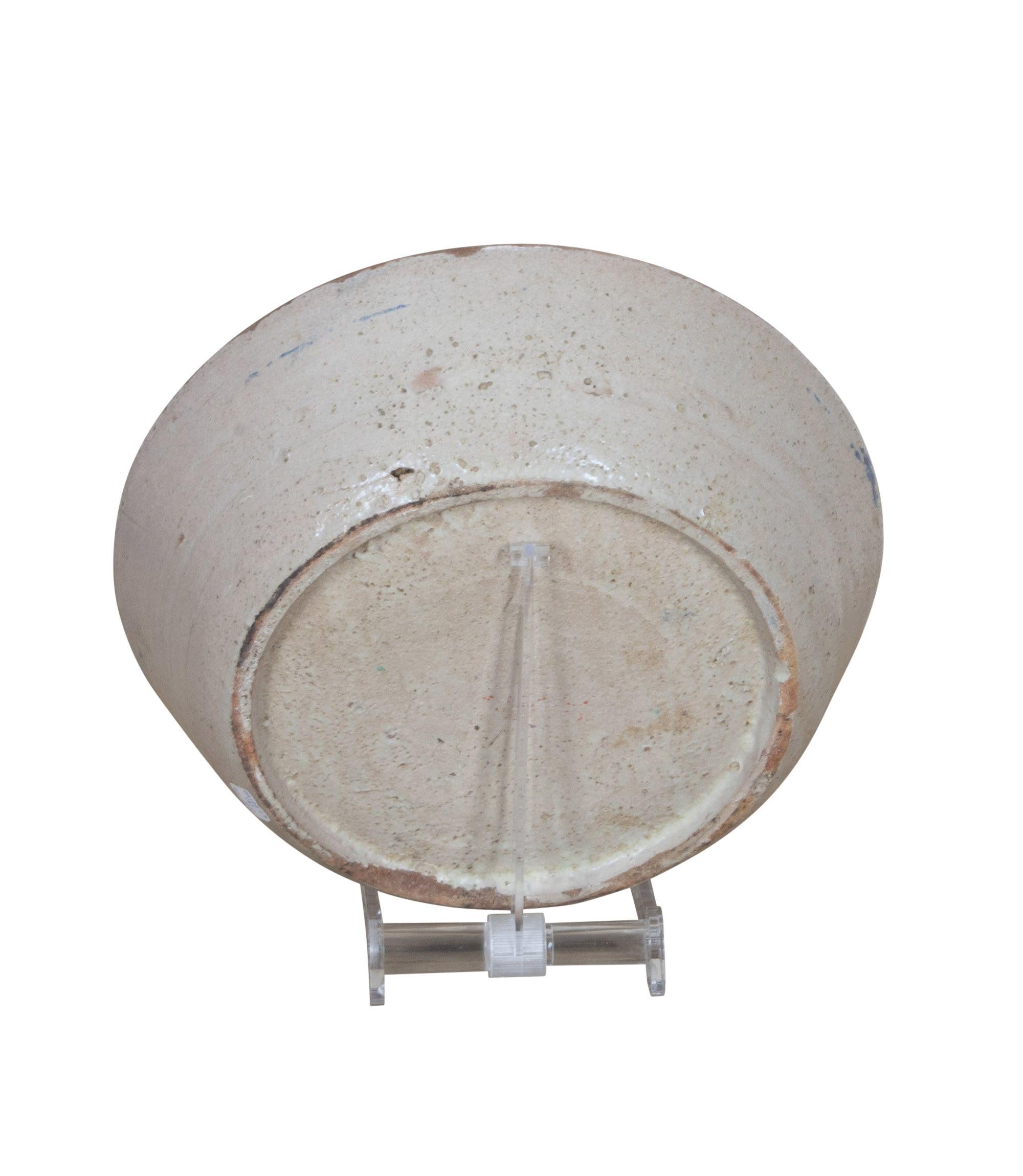 Céramique Fin du 19e siècle, bol en poterie espagnole bleu et blanc Fajalauza en vente