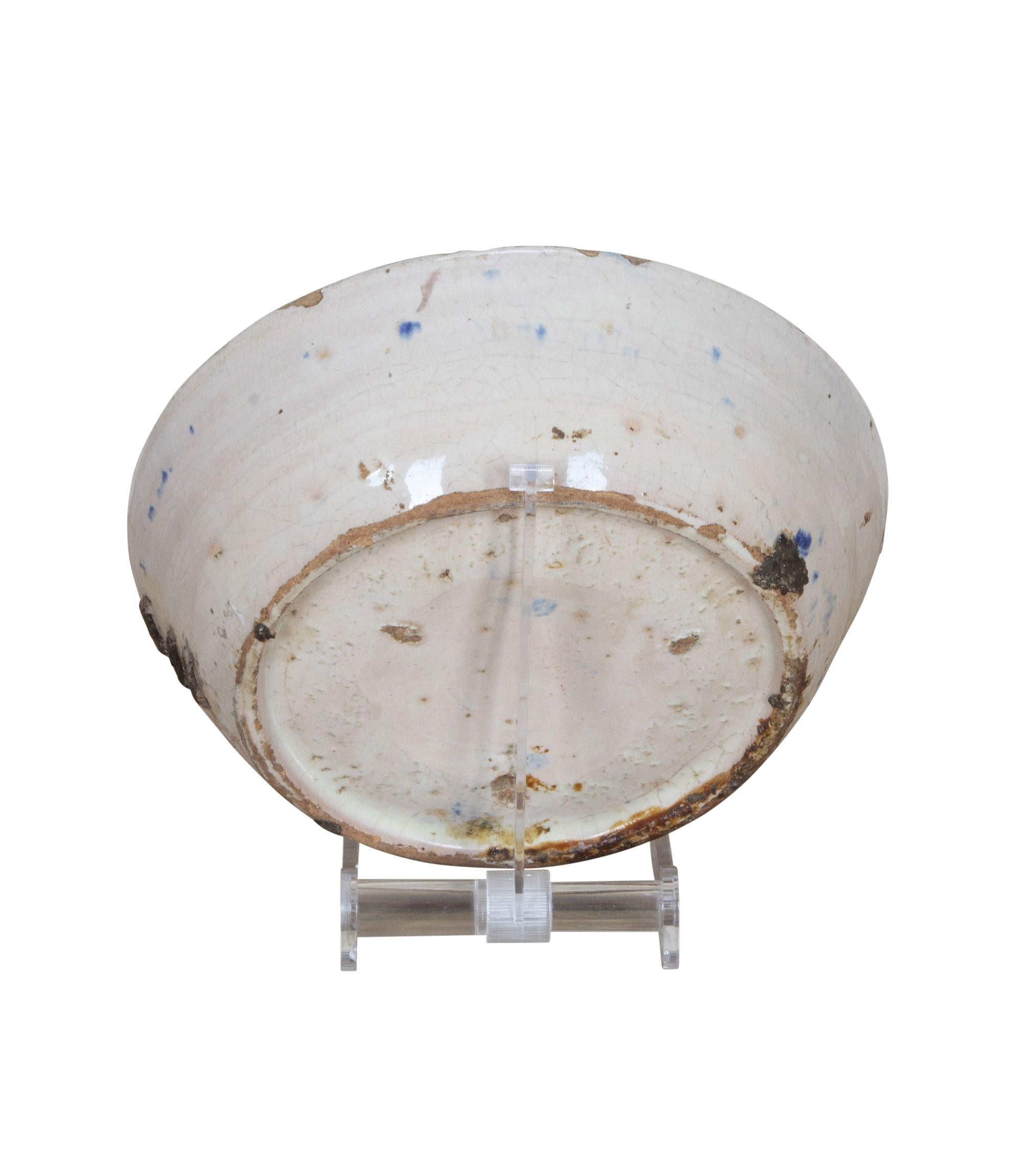 Céramique Fin du 19e siècle, bol en poterie espagnole bleu et blanc Fajalauza en vente