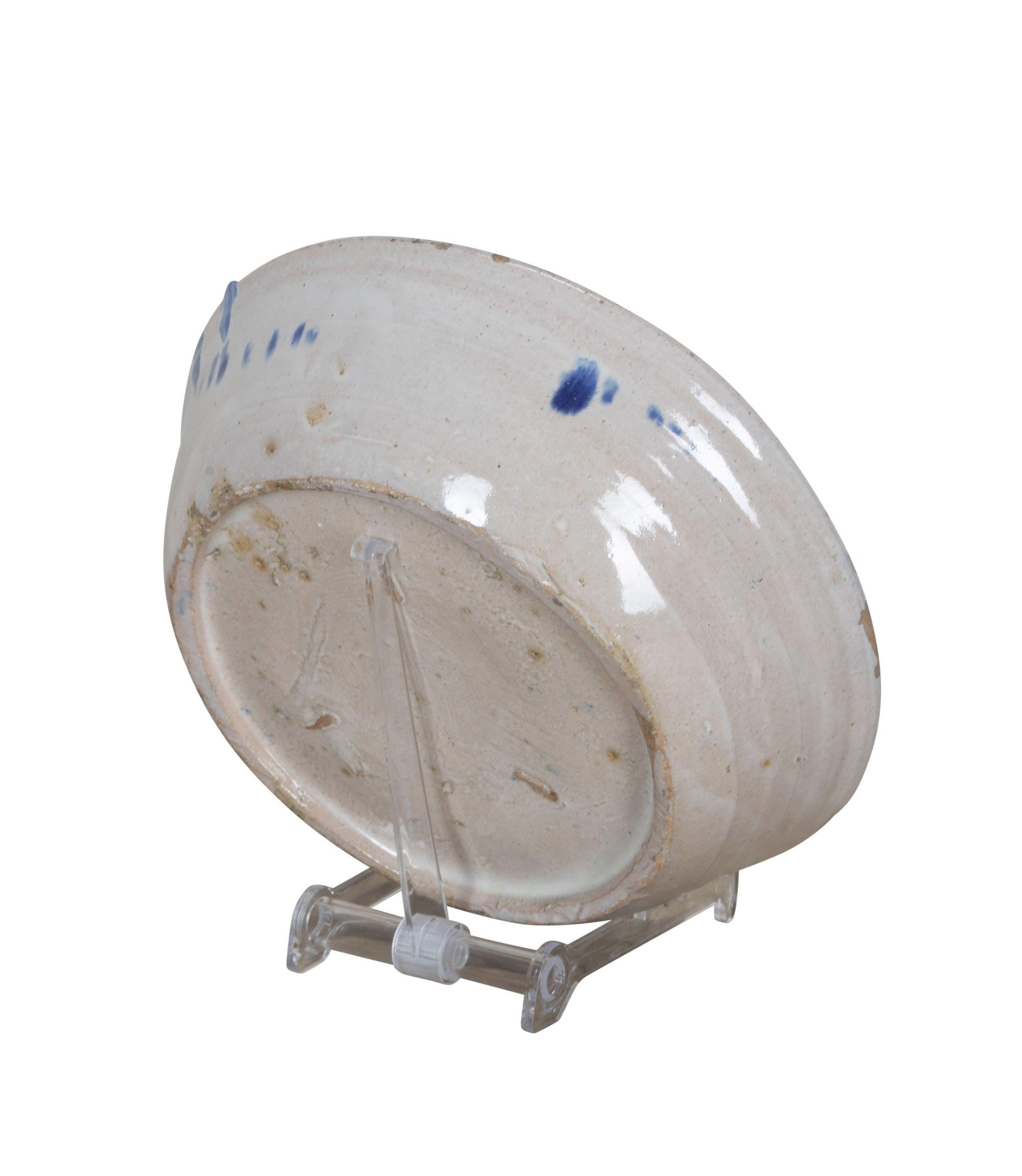 Céramique Fin du 19e siècle, bol en poterie espagnole bleu et blanc Fajalauza en vente