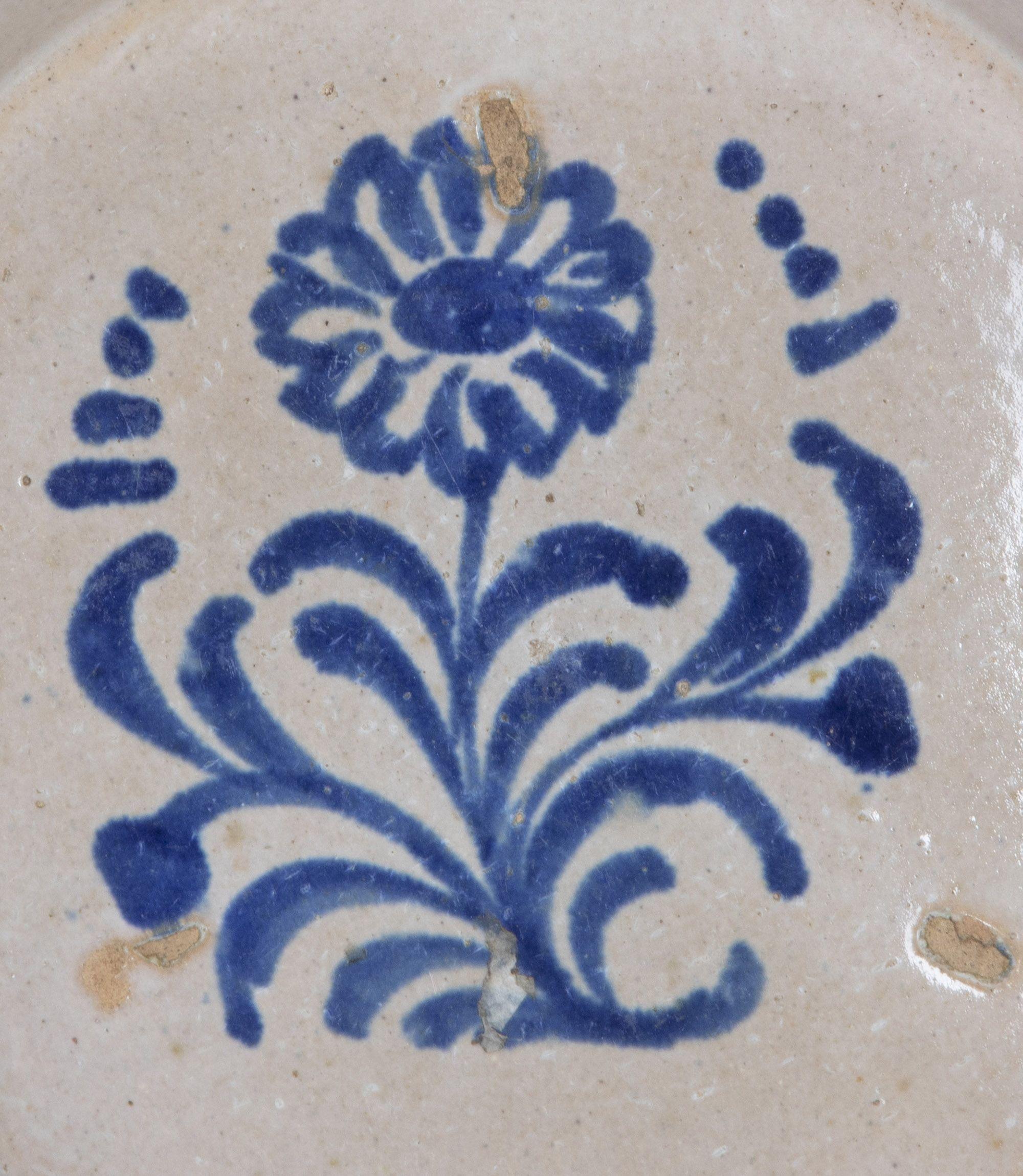 Fin du 19e siècle, bol en poterie espagnole bleu et blanc Fajalauza en vente 1