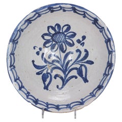 Late 19th Century Spanish Blue and White Fajalauza Pottery Bowl