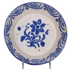 Late 19th Century Spanish Blue and White Fajalauza Pottery Bowl