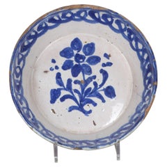 Late 19th Century Spanish Blue and White Fajalauza Pottery Bowl
