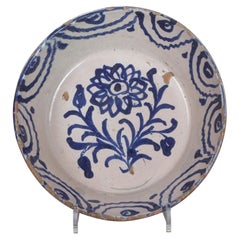 Late 19th Century Spanish Blue and White Fajalauza Pottery Bowl