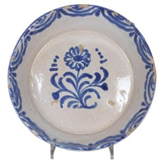 Late 19th Century Spanish Blue and White Fajalauza Pottery Bowl