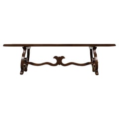19th Century Spanish Oak Refectory Table with Monumental Trestle Base