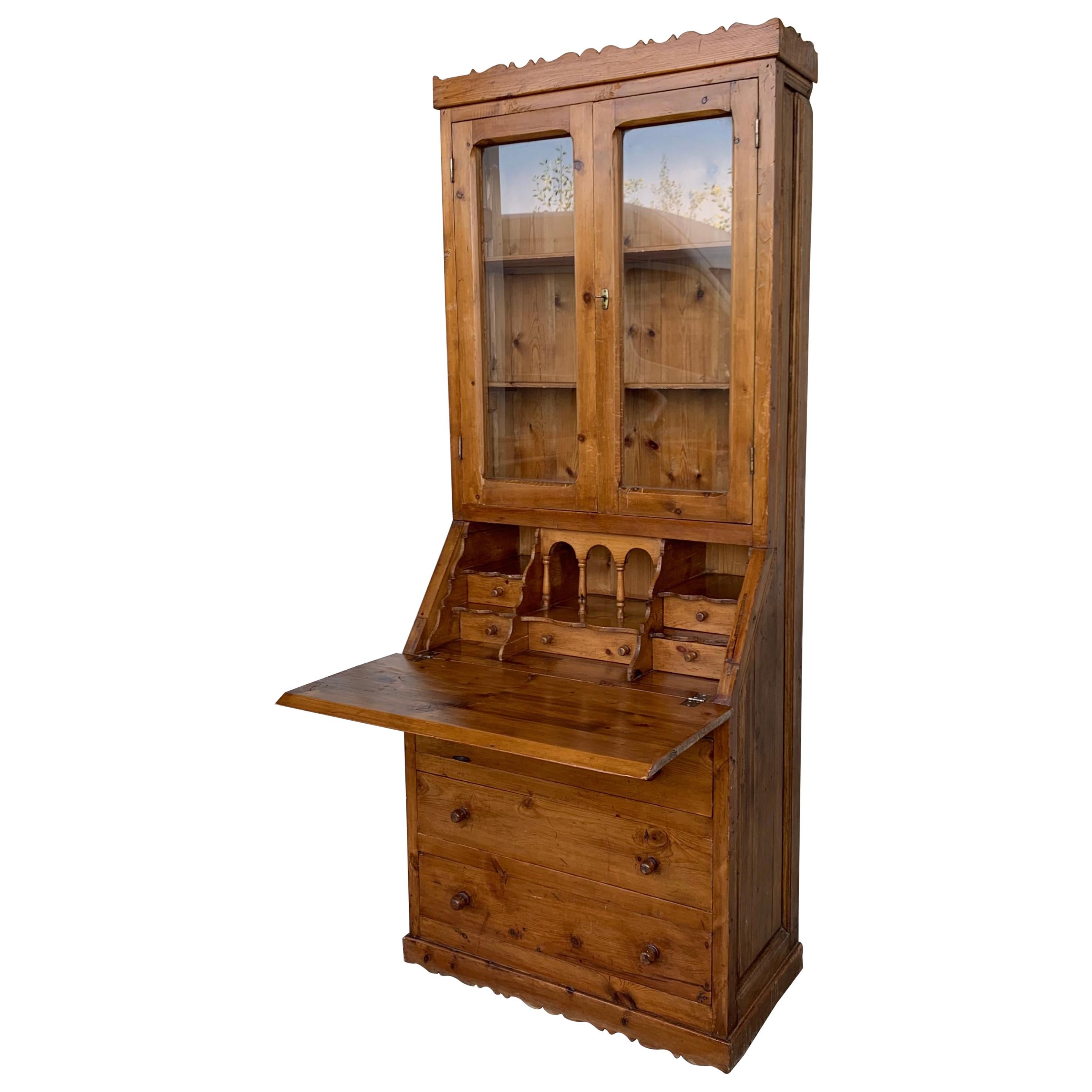 Late 19th Century Spanish Pine Bureau Bookcase 'Secretaire' For Sale at  1stDibs