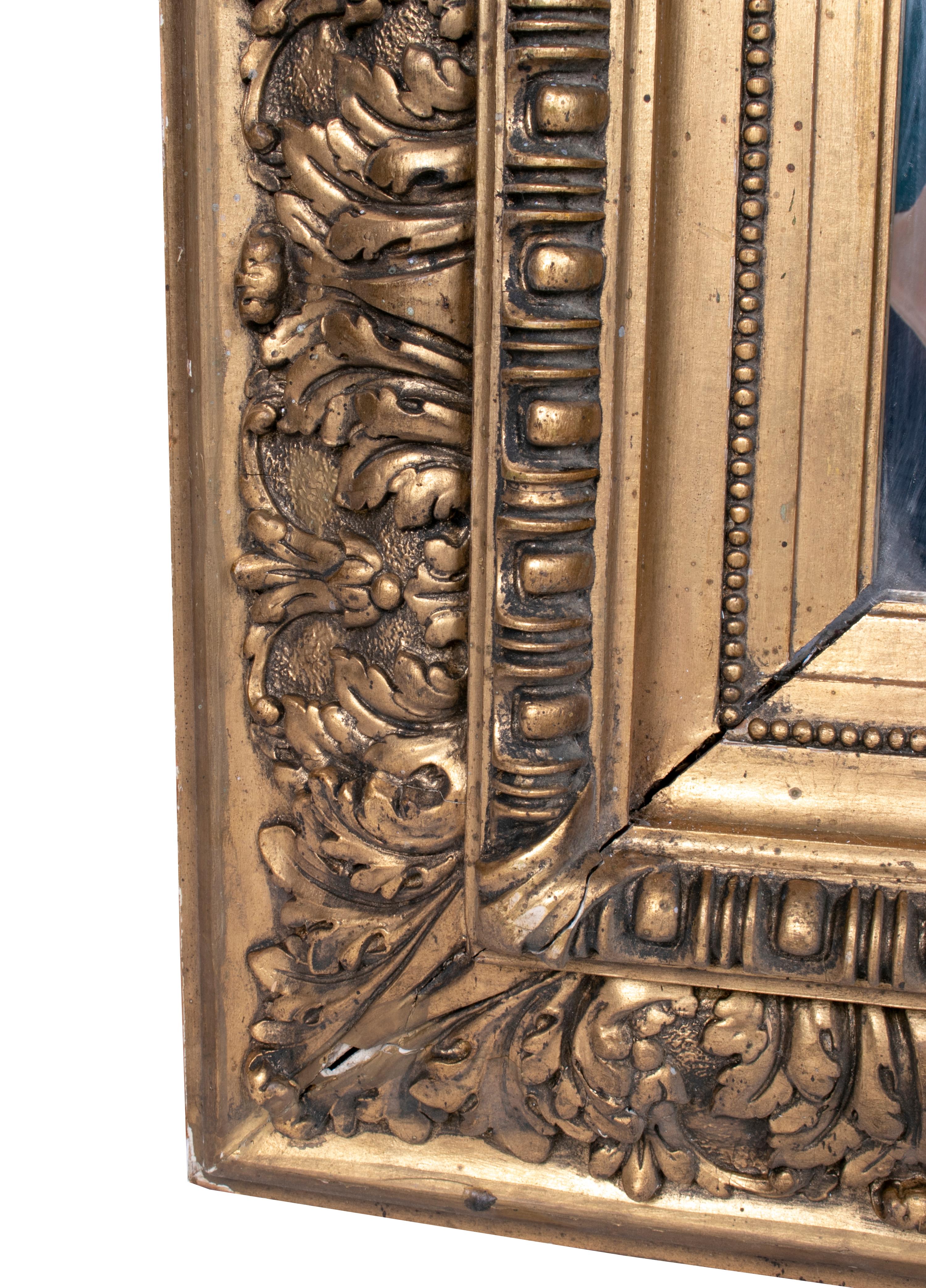 20th Century Late 19th Century Spanish Rectangular Mirror with Ornamental Gilded Frame