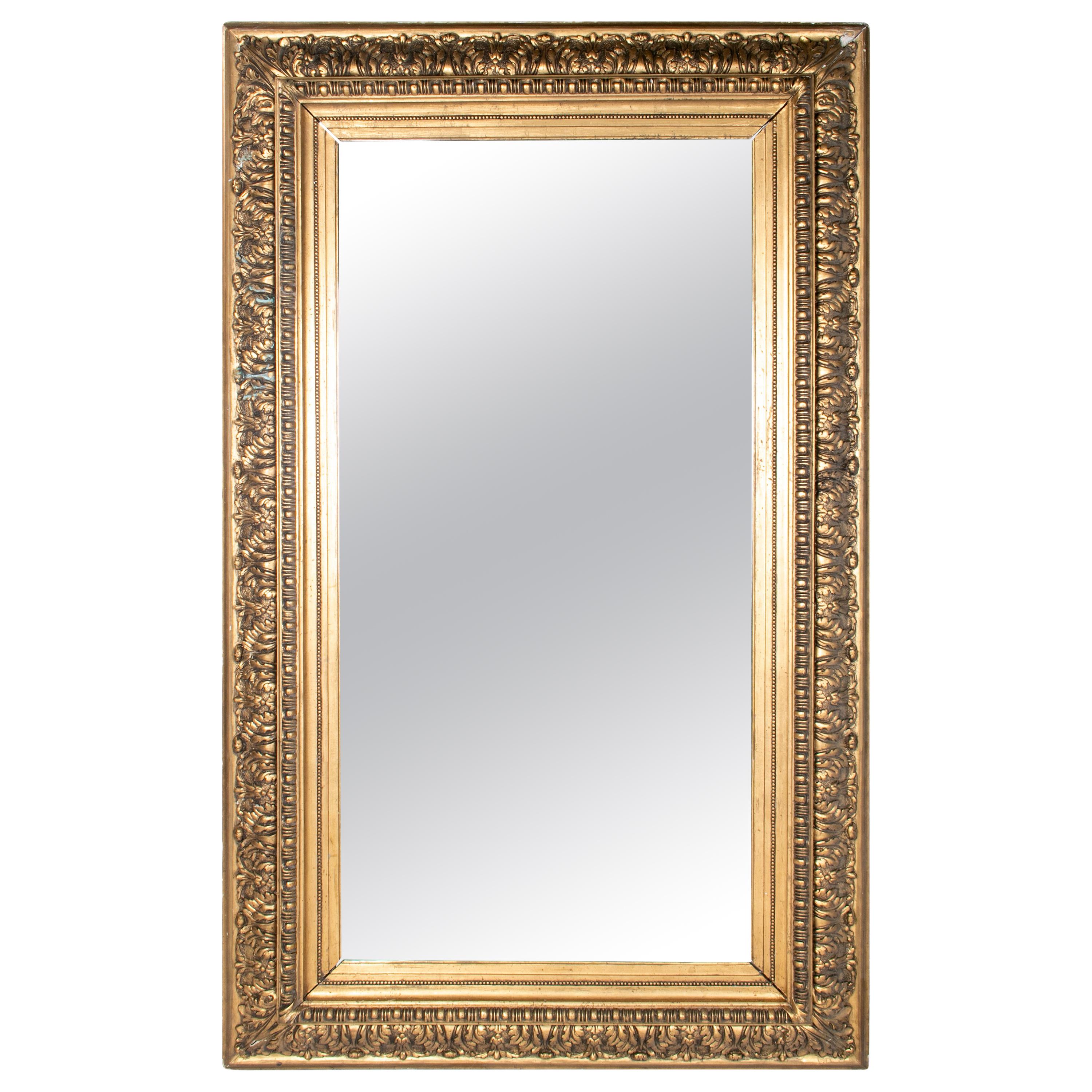 Late 19th Century Spanish Rectangular Mirror with Ornamental Gilded Frame For Sale