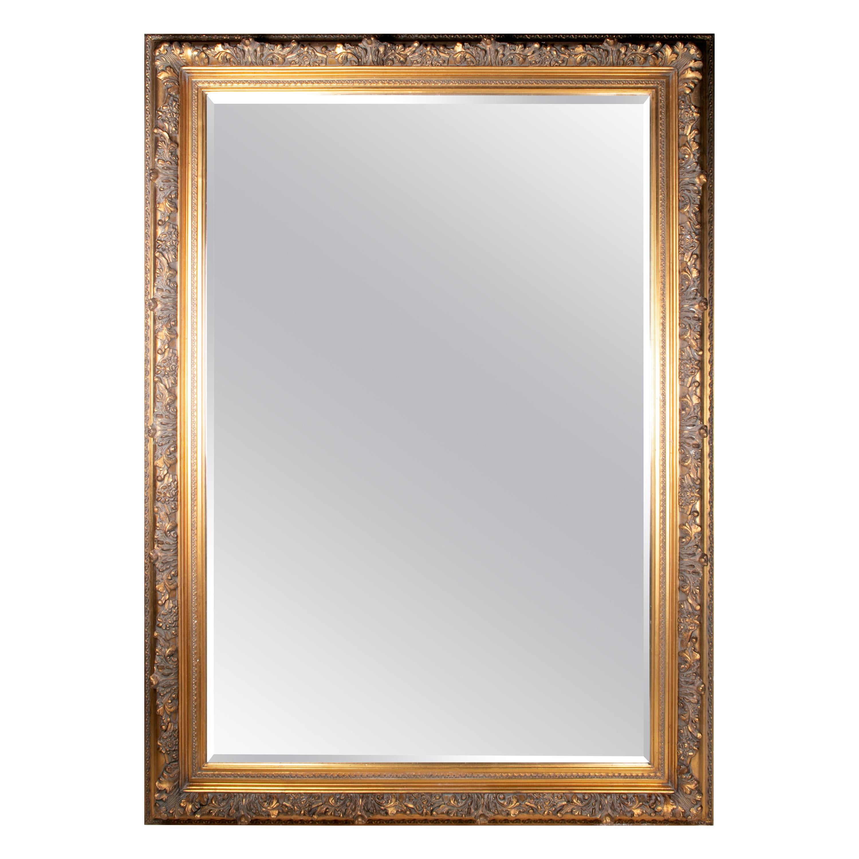 Late 19th Century Spanish Rectangular Mirror with Ornamental Gilded Frame For Sale