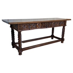 Late 19th Century Spanish Refectory Table or Farm Table with Three Drawers