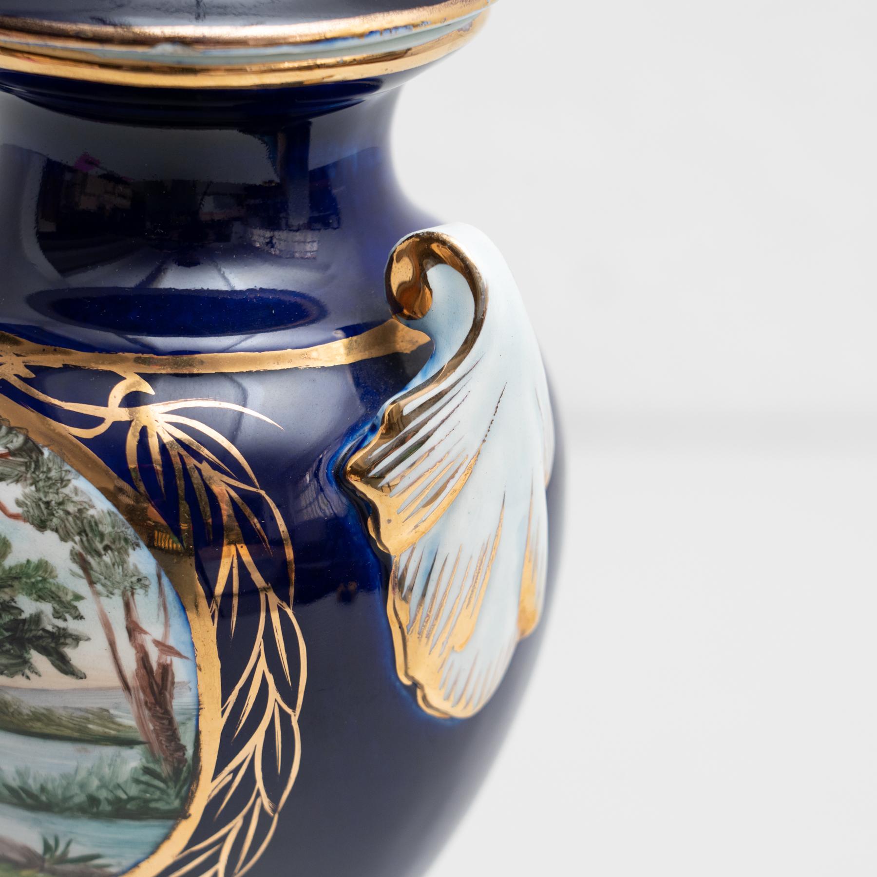 Late 19th Century Spanish Serves Style Lidded Vase For Sale 3