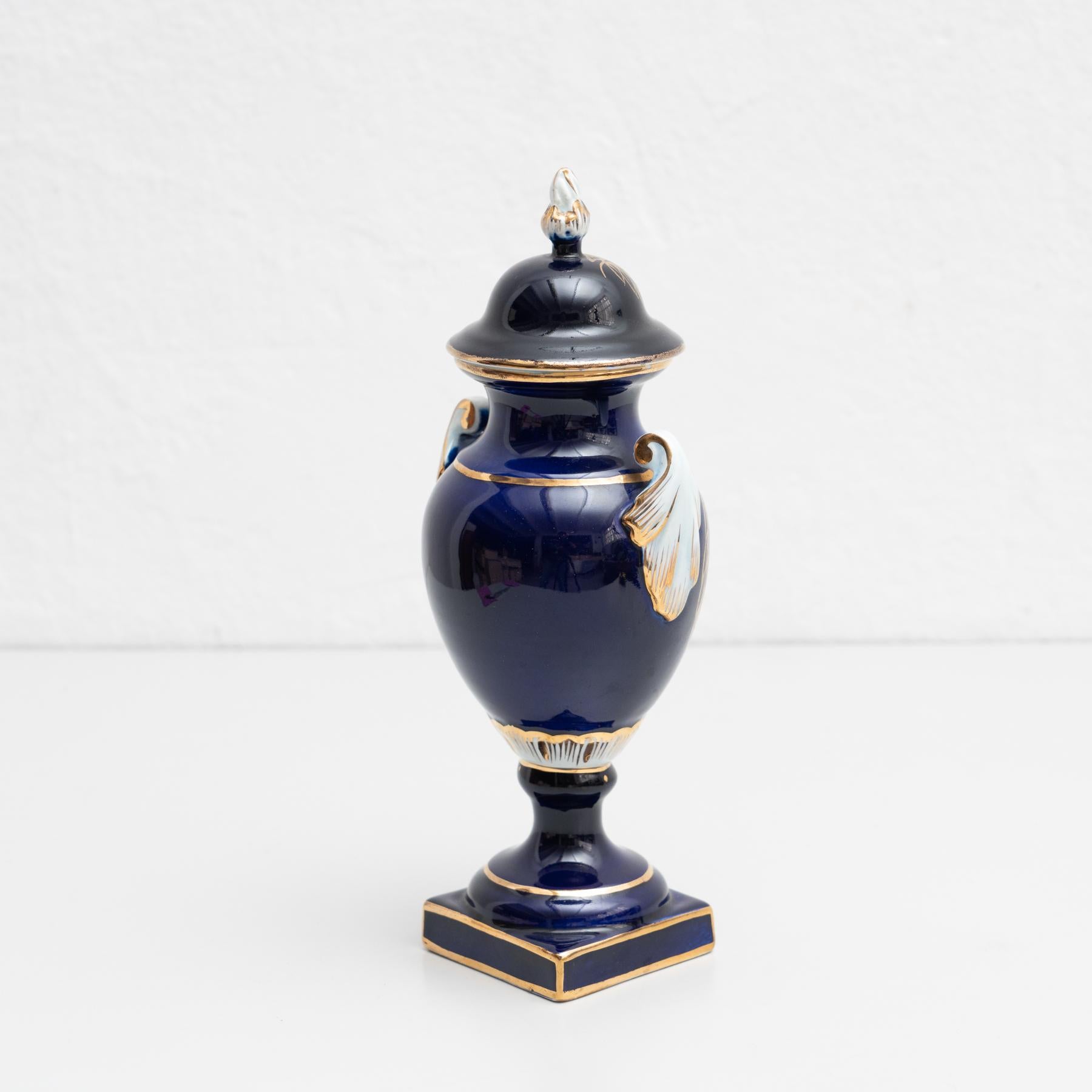 French Late 19th Century Spanish Serves Style Lidded Vase For Sale