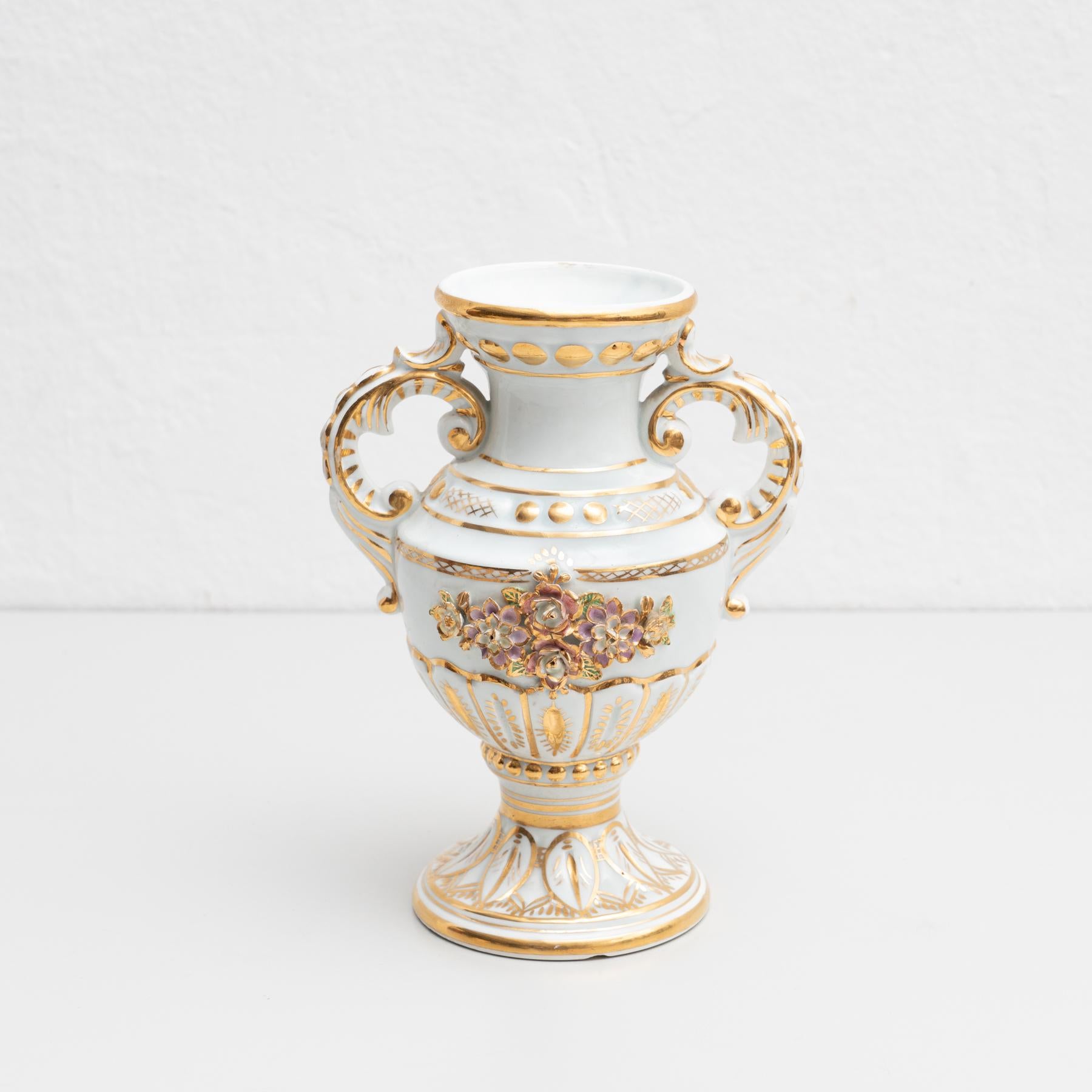 Hand-Painted Late 19th Century Spanish Serves Style Vase
