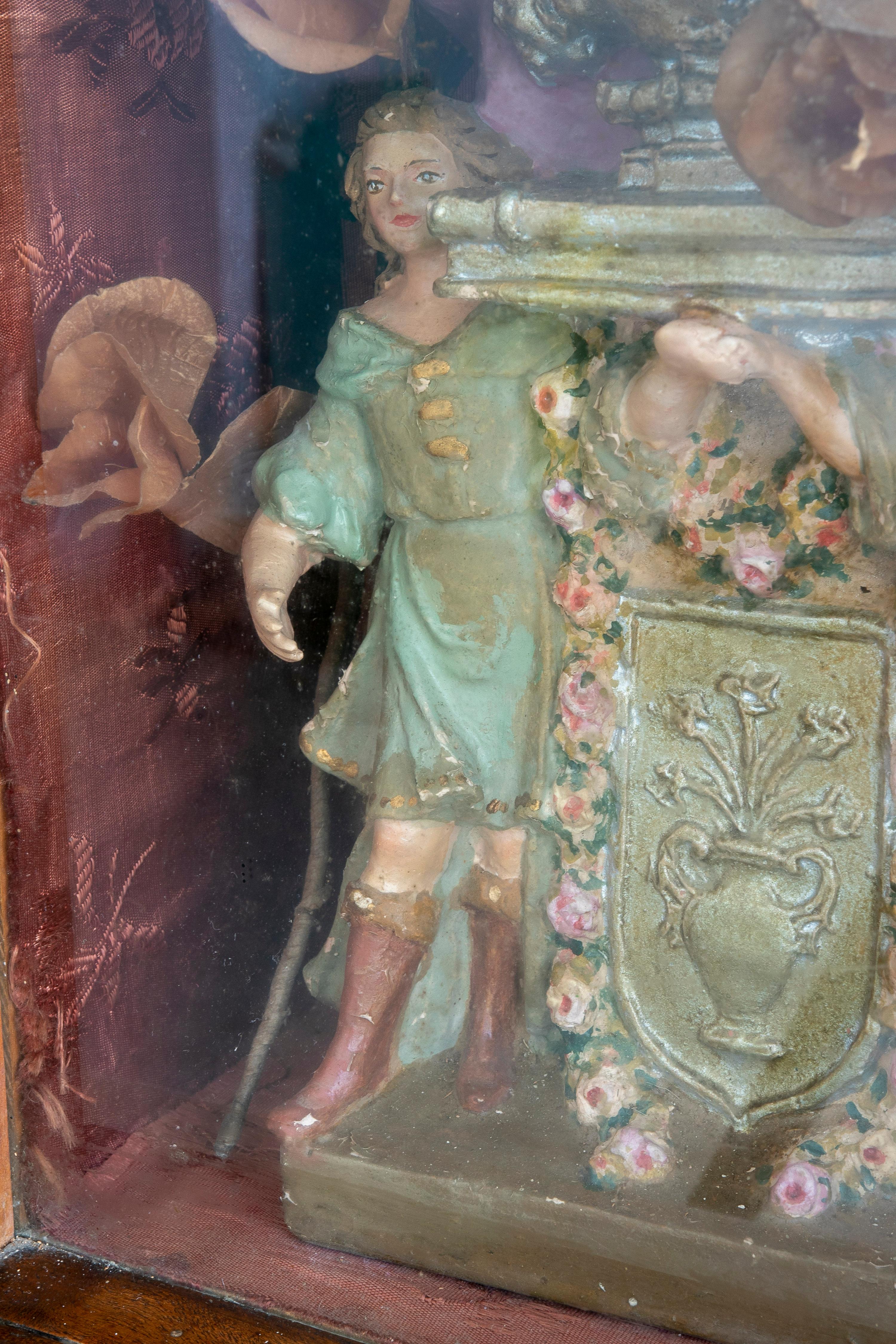  Vierge Fuencisla en terre cuite espagnole de la fin du XIXe siècle dans sa boîte en bois 6
