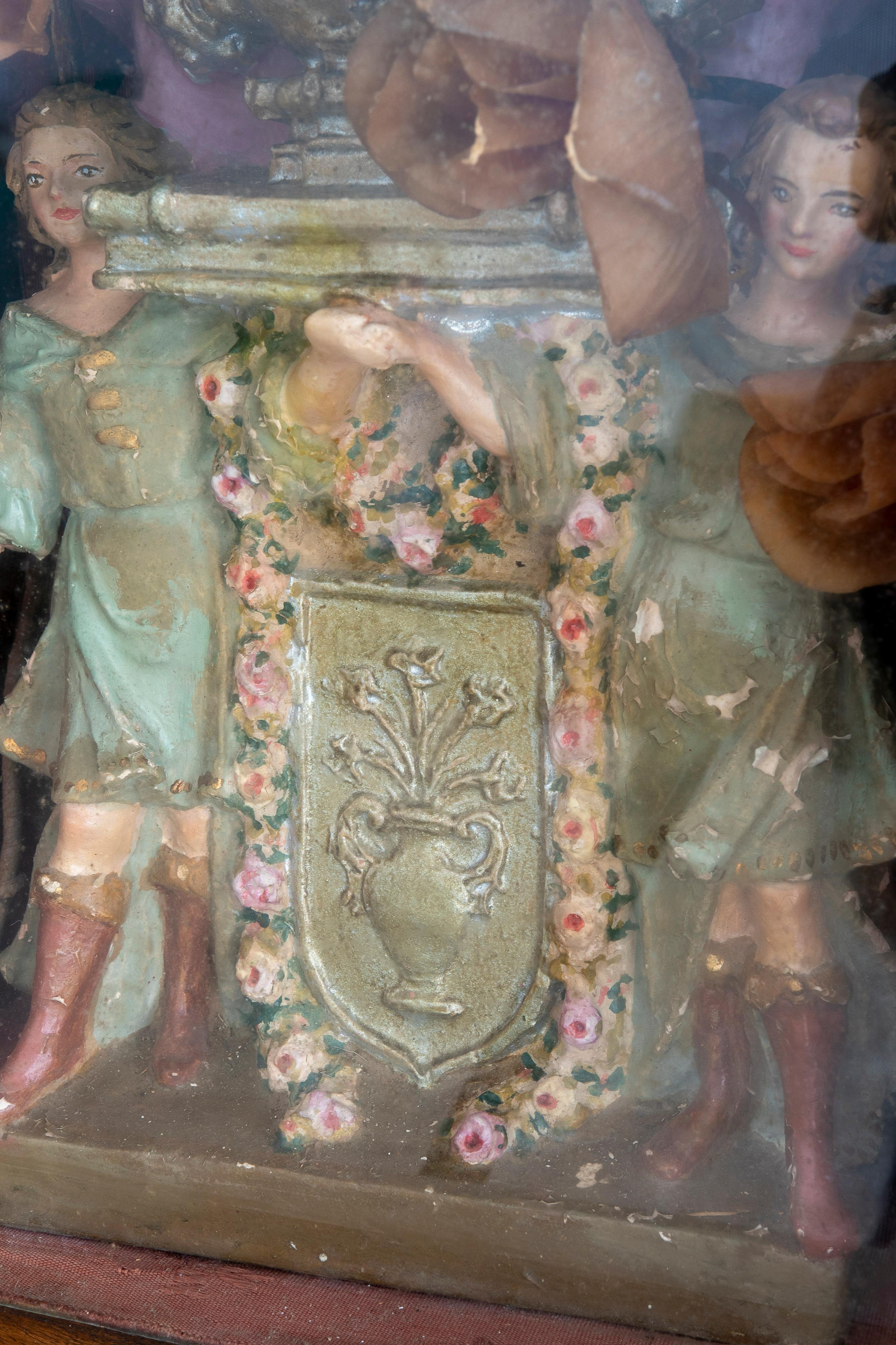  Vierge Fuencisla en terre cuite espagnole de la fin du XIXe siècle dans sa boîte en bois 7