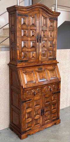 Late 19th Century Spanish Walnut Bureau Bookcase ‘Secretaire’