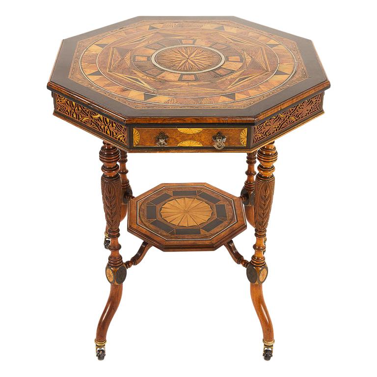 Late 19th Century Specimen Wood Inlaid Octagonal Occasional Table at ...