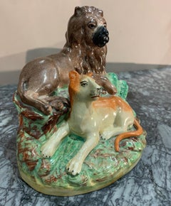 Late 19th Century Staffordshire Lions