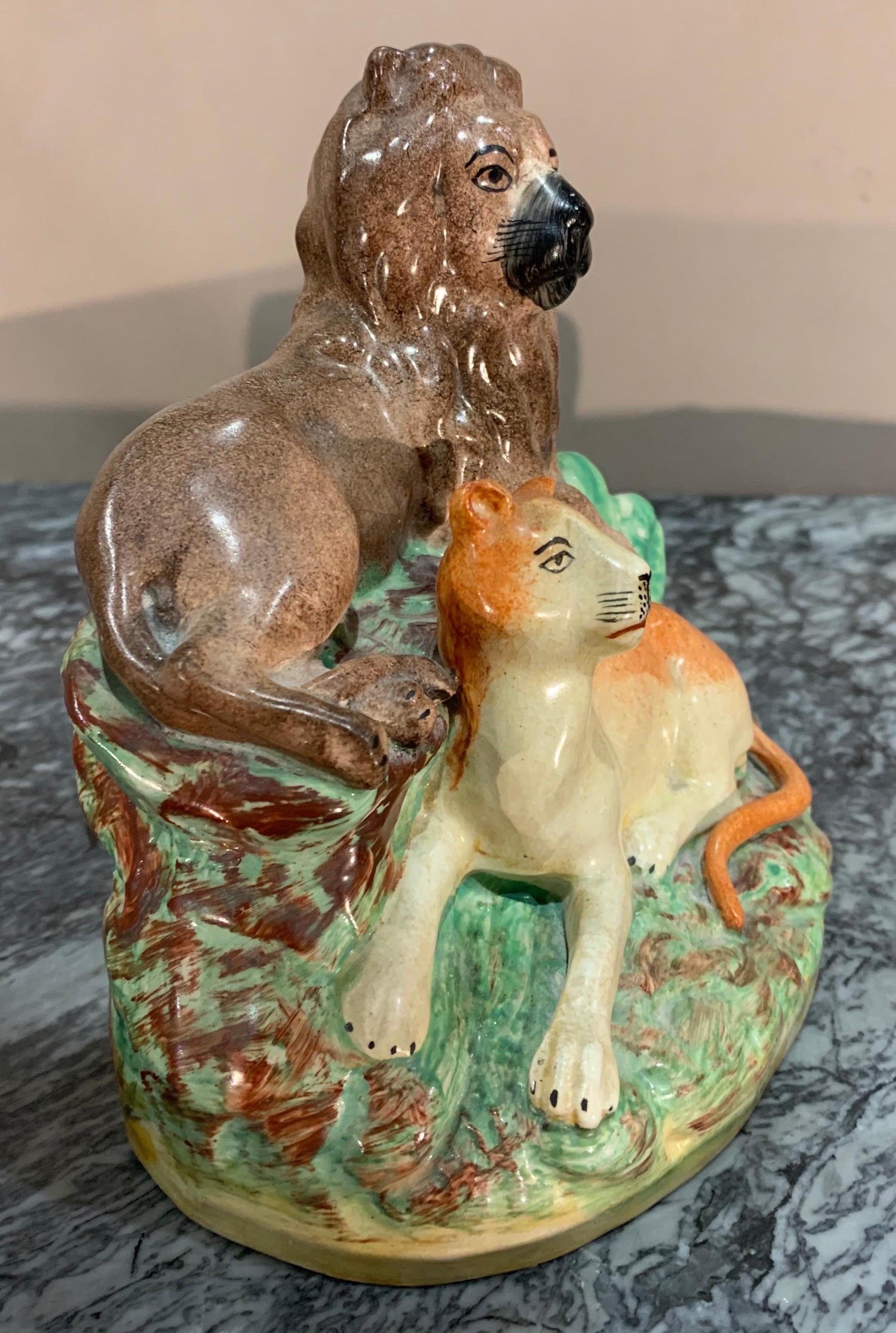 English Late 19th Century Staffordshire Lions For Sale