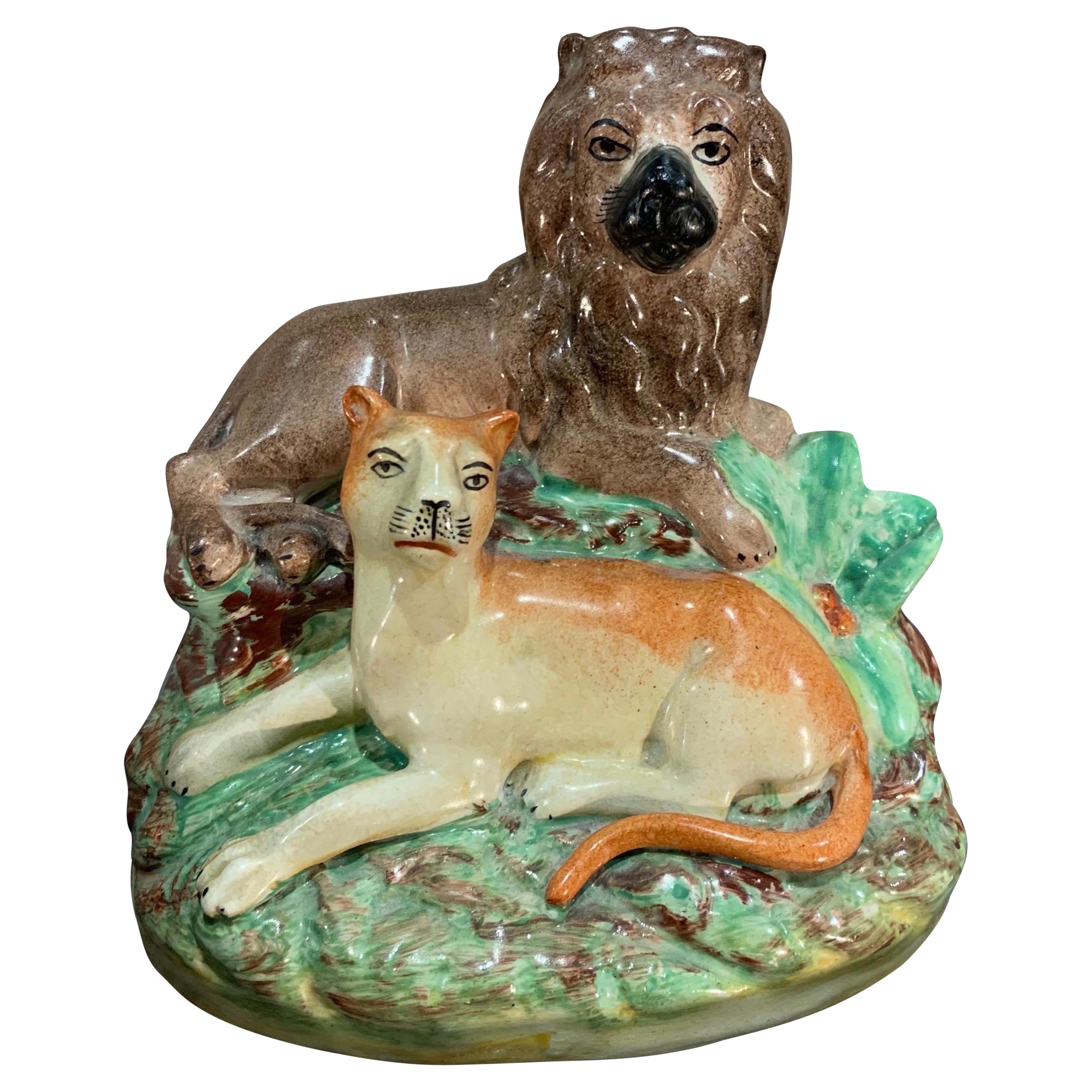 Late 19th Century Staffordshire Lions
