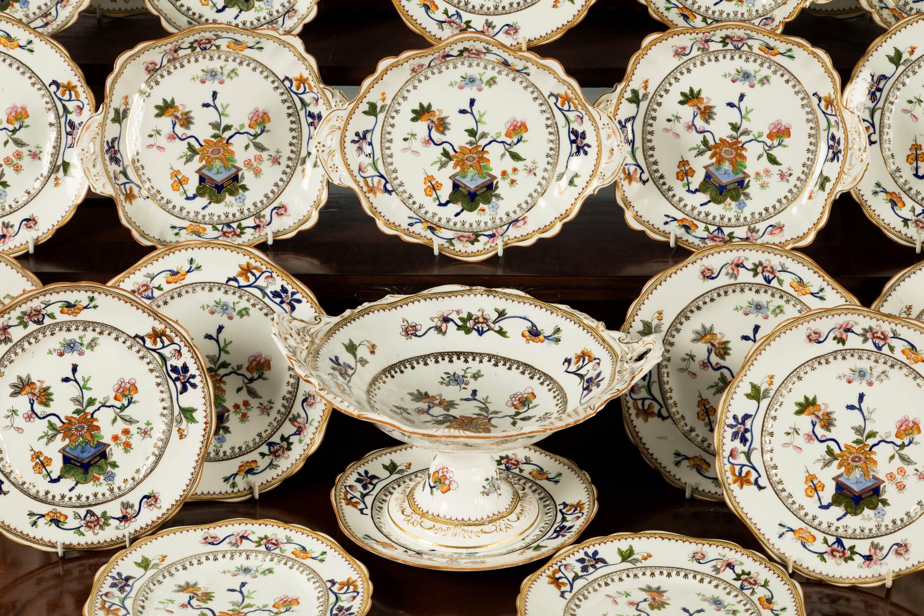 English Late 19th Century Staffordshire Part Dinner Service