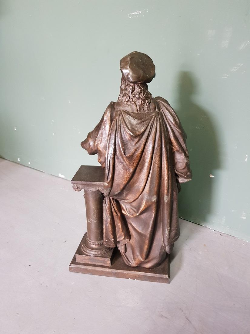 Zinc Late 19th Century Statue from a Clock Representing a Painter