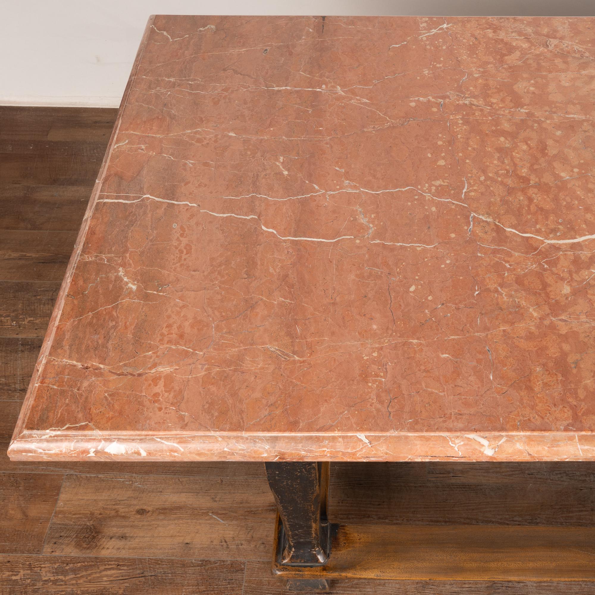 Late 19th Century Stone Top Black Baroque Library Table 1