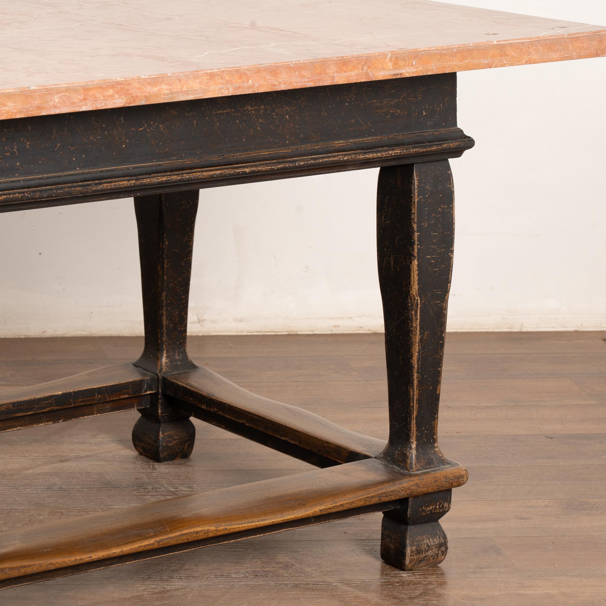 Late 19th Century Stone Top Black Baroque Library Table 5