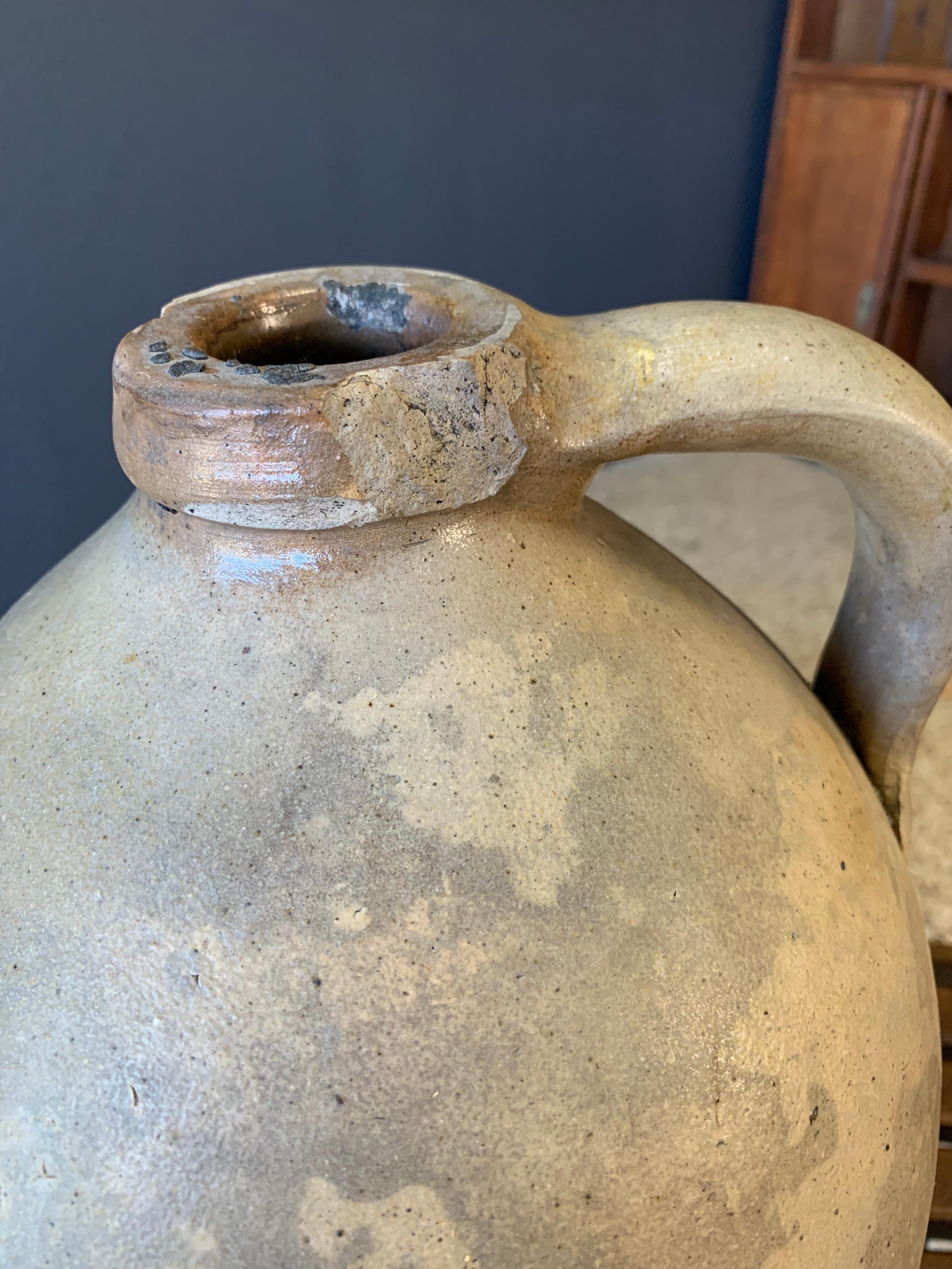 Folk Art Late 19th Century Stoneware Jug For Sale