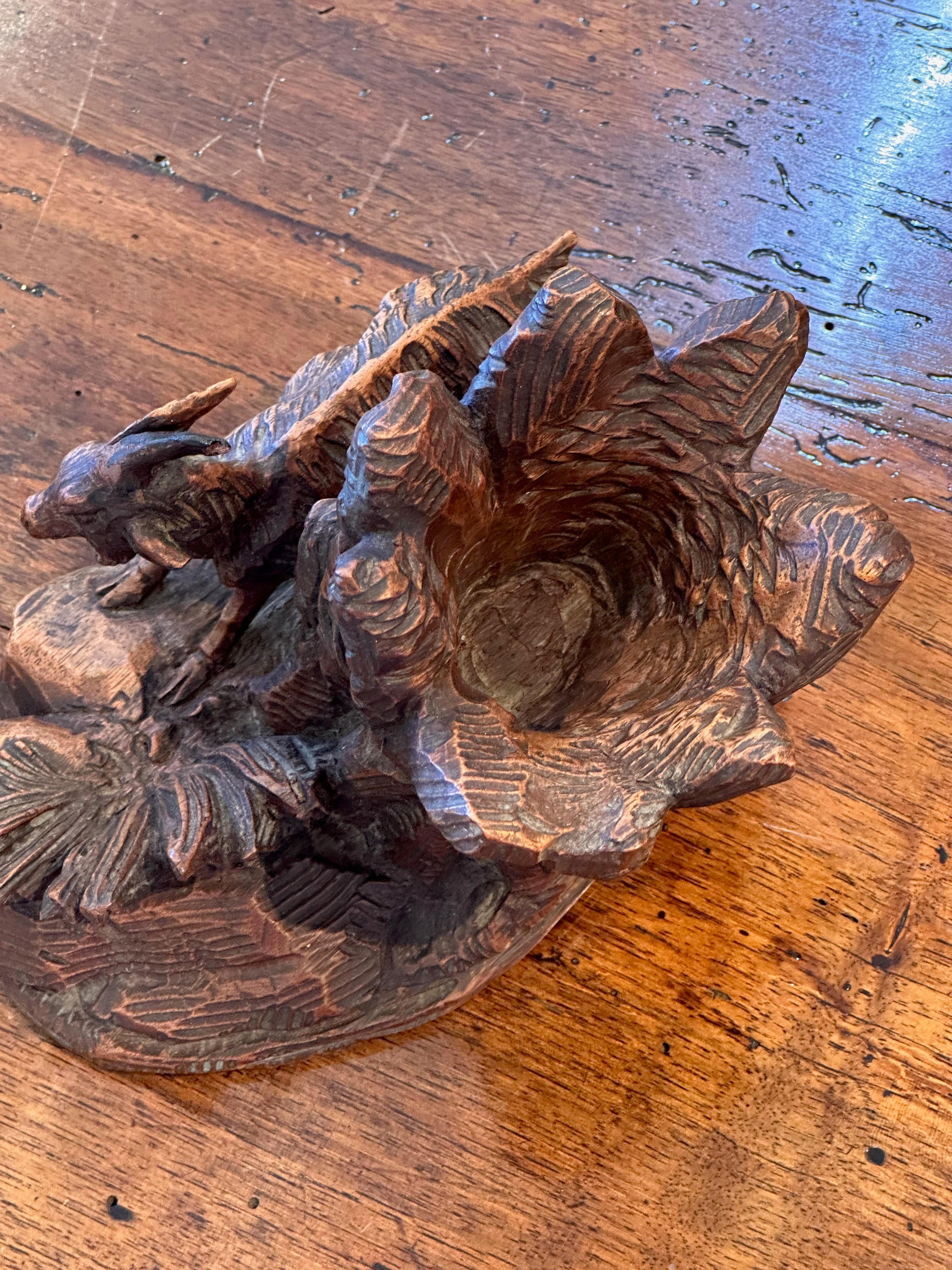 Wood Late 19th Century Stump With Goat Sculpture For Sale