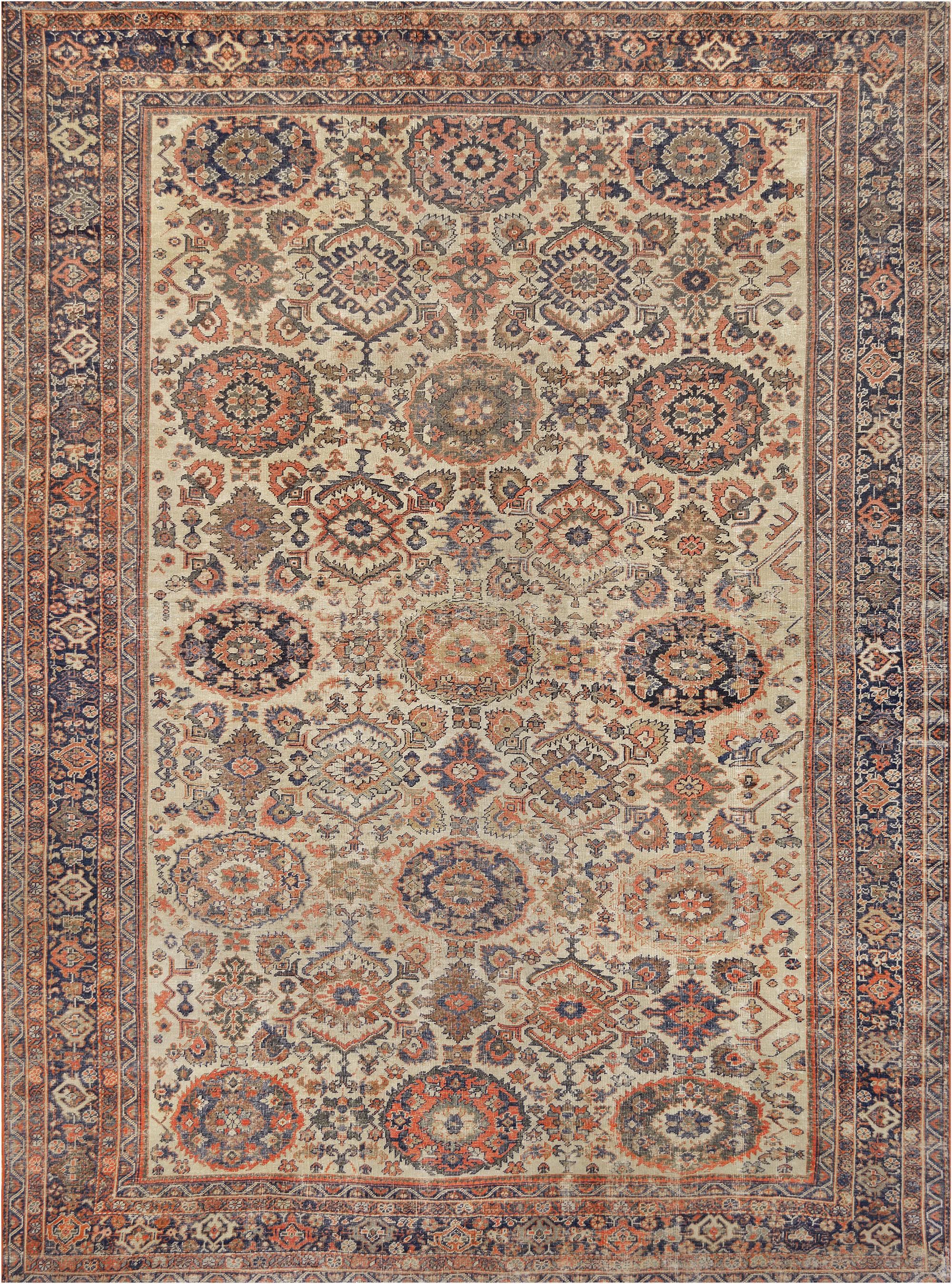 Persian Hand-Woven Wool Sultanabad Rug Circa Late 19th Century For Sale