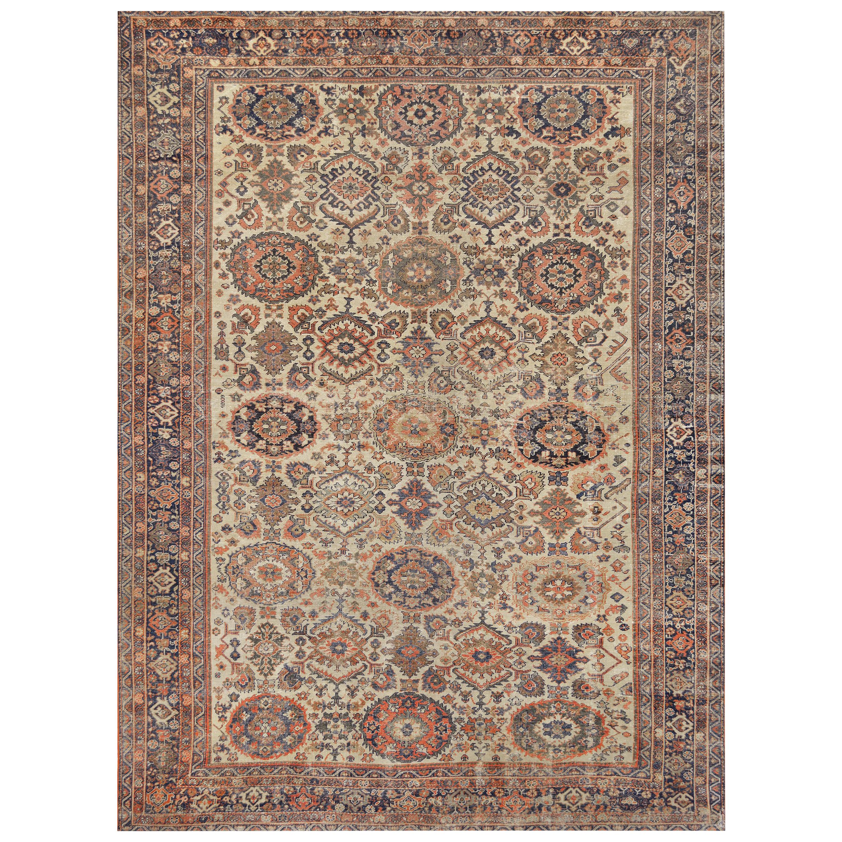 Hand-Woven Wool Sultanabad Rug Circa Late 19th Century For Sale