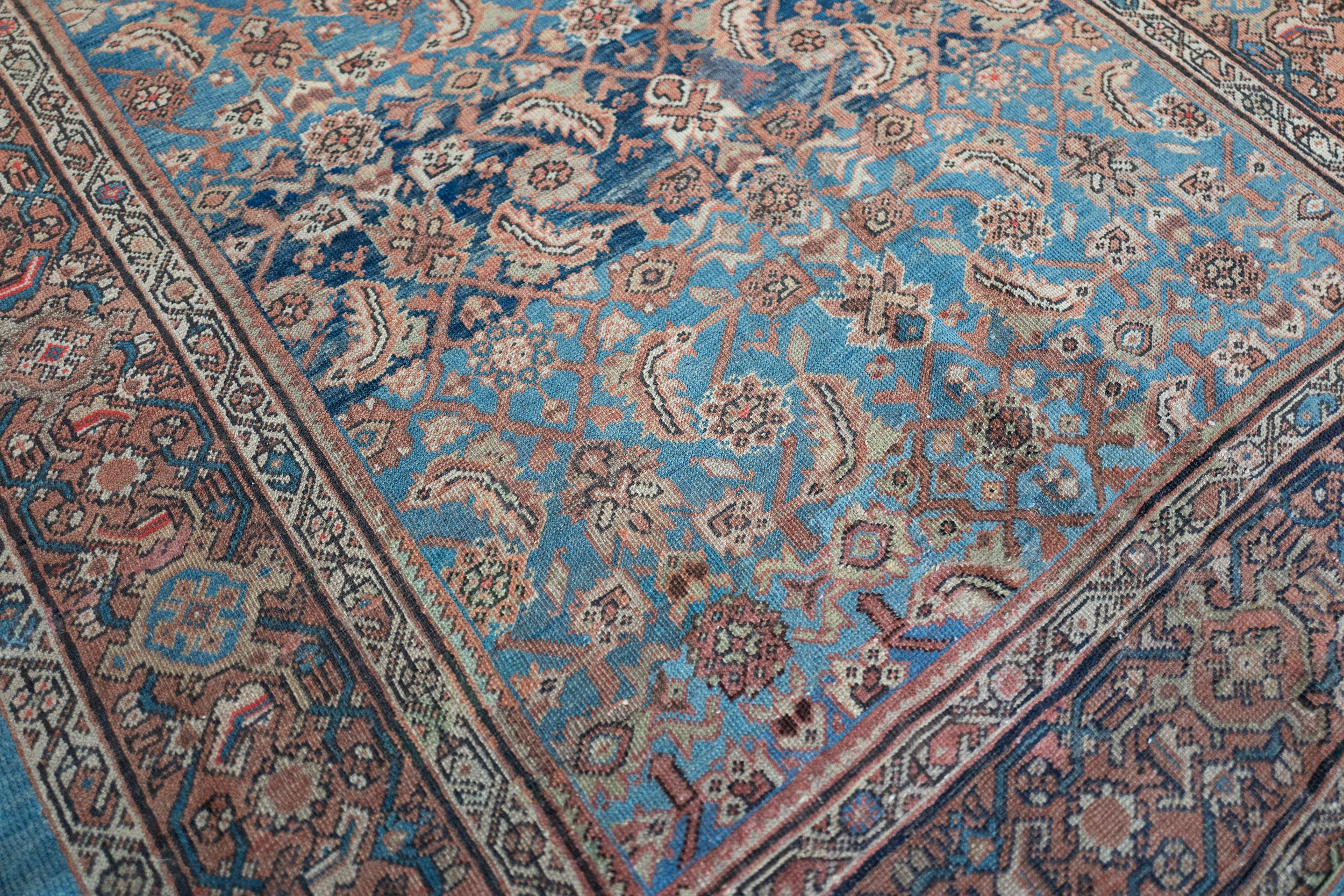 Hand-Knotted Hand-Woven Late 19th Century Sultanabad Rug from West Persia