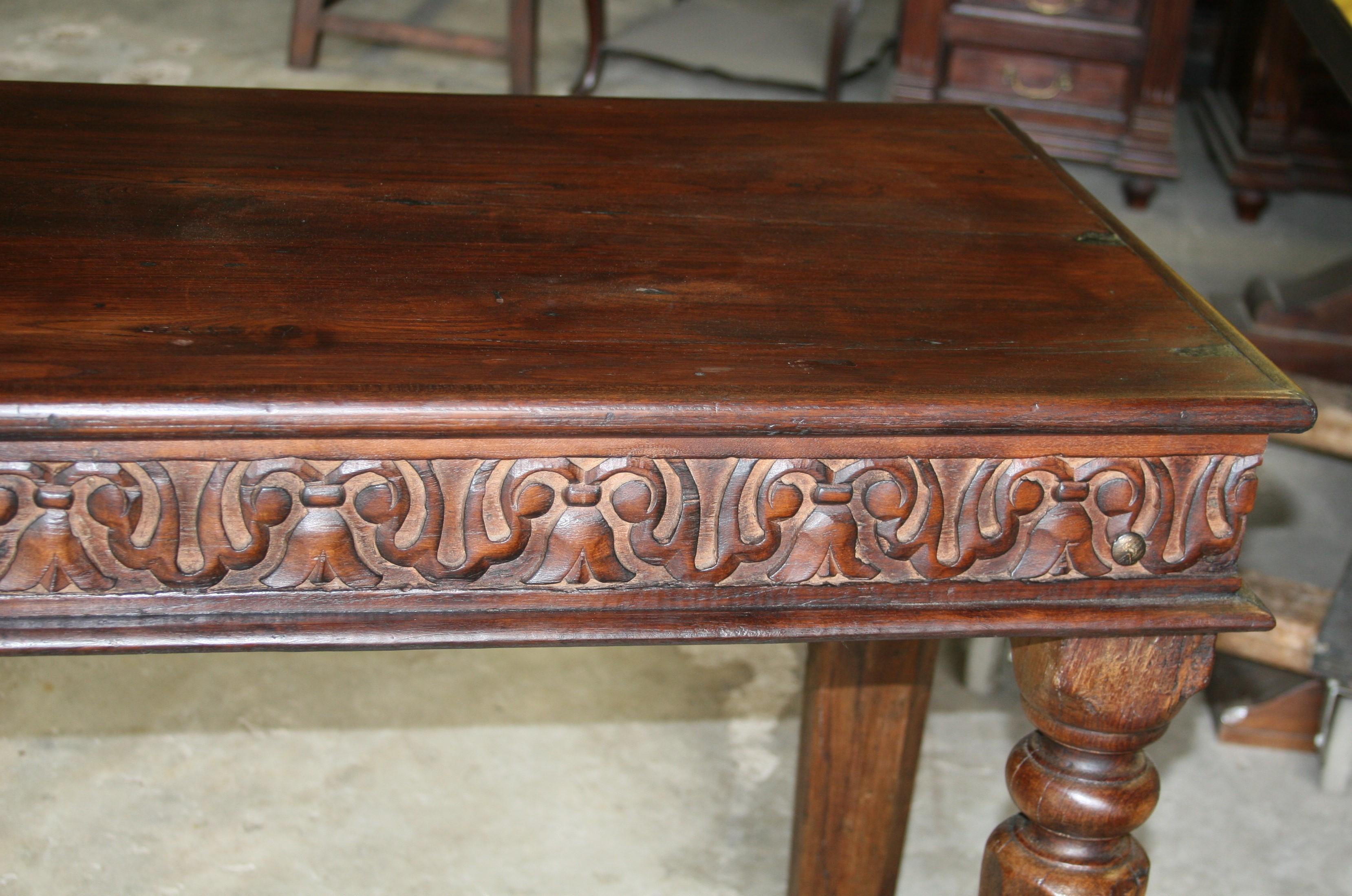 Indian Late 19th Century Superbly Hand Crafted Solid Teak Wood Colonial Classic