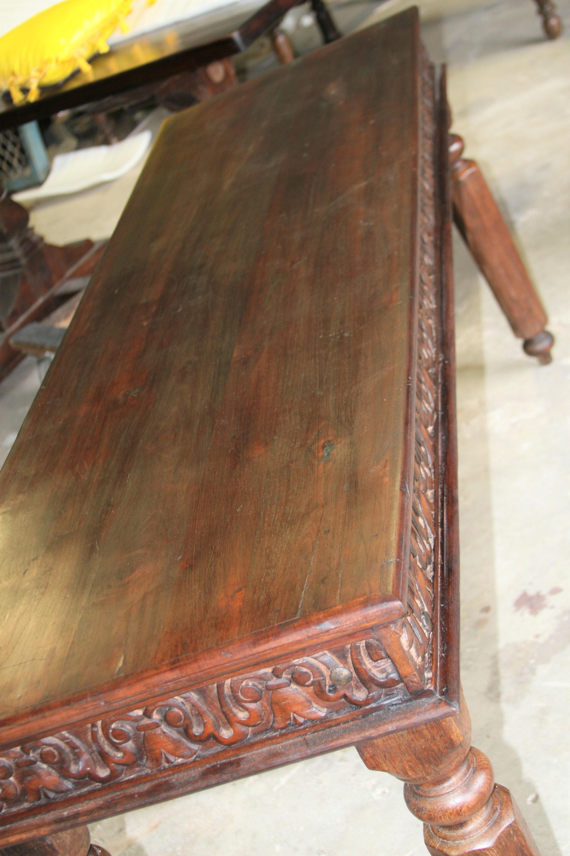 Hand-Crafted Late 19th Century Superbly Hand Crafted Solid Teak Wood Colonial Classic