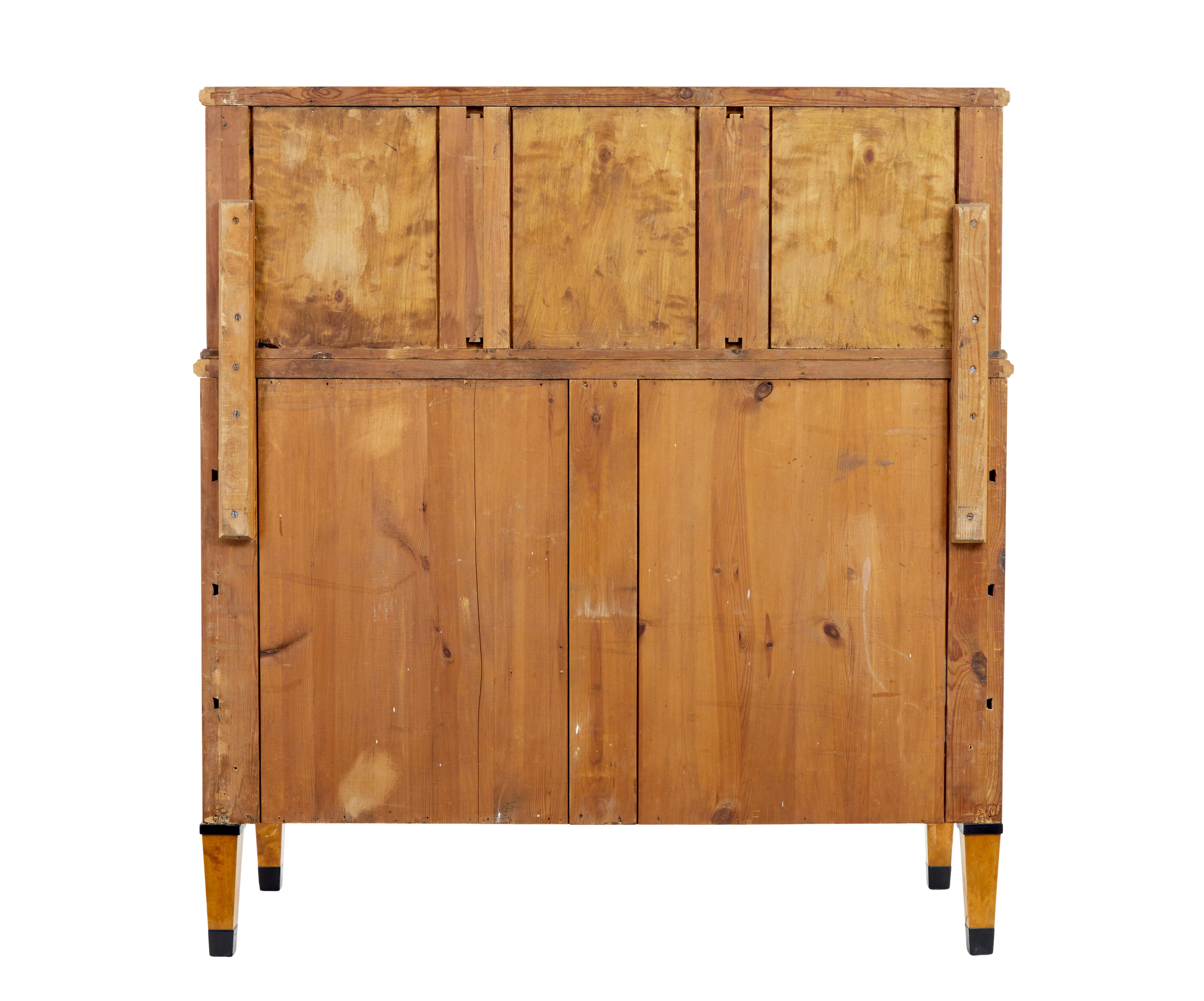 19th Century Late 19th century Swedish birch Art Nouveau cabinet on chest For Sale