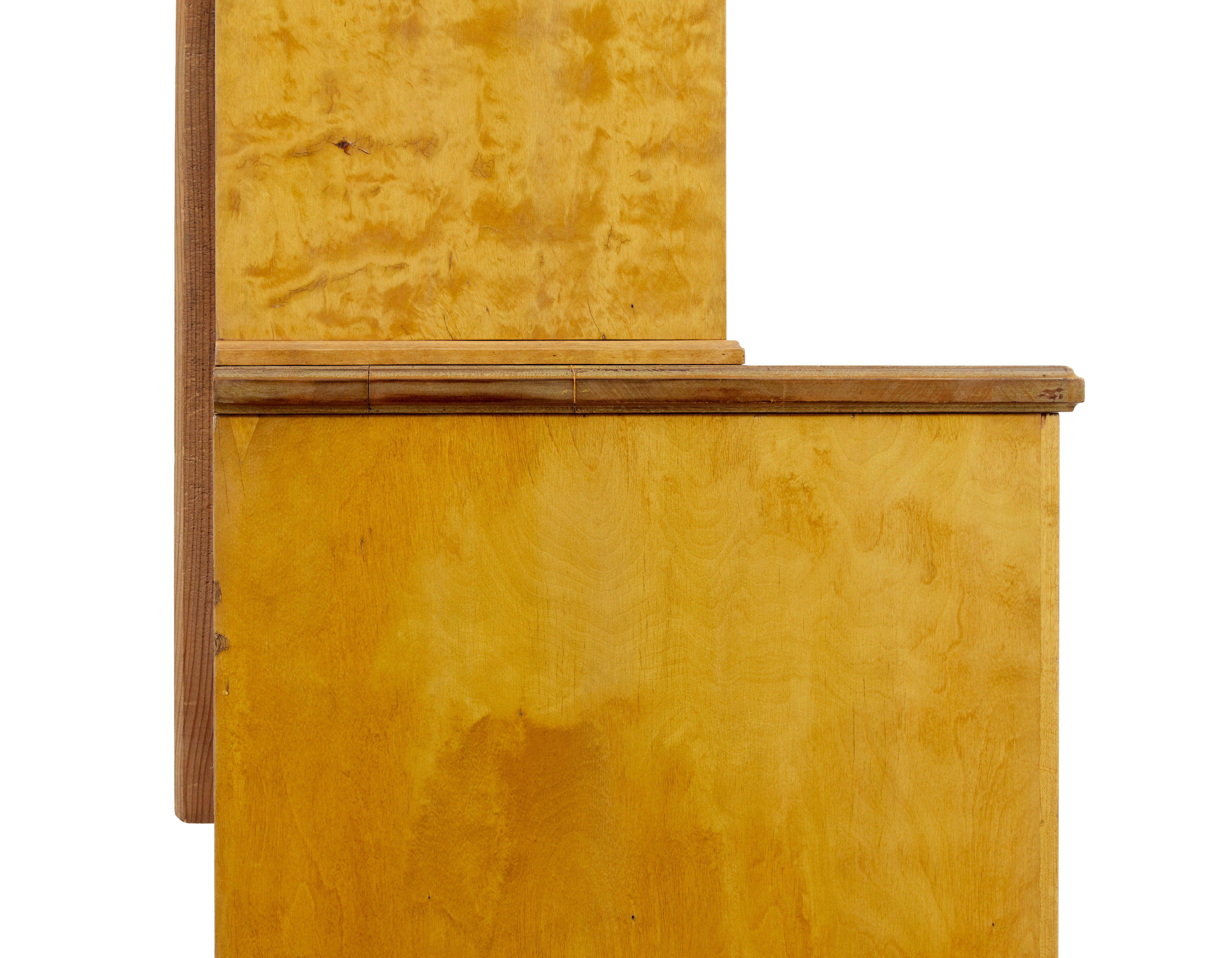 19th Century Late 19th century Swedish birch art nouveau cabinet on chest For Sale