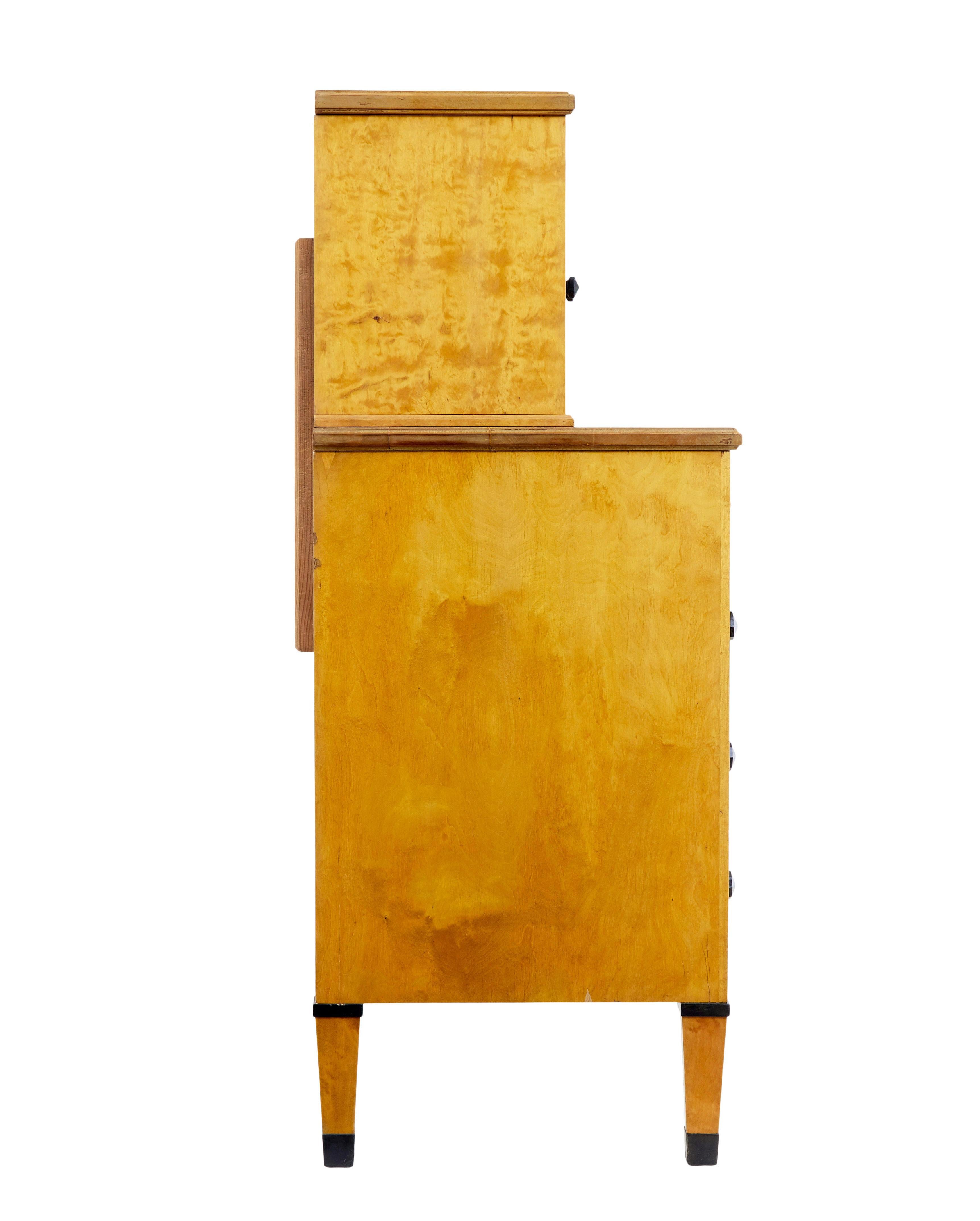 Glass Late 19th century Swedish birch Art Nouveau cabinet on chest For Sale