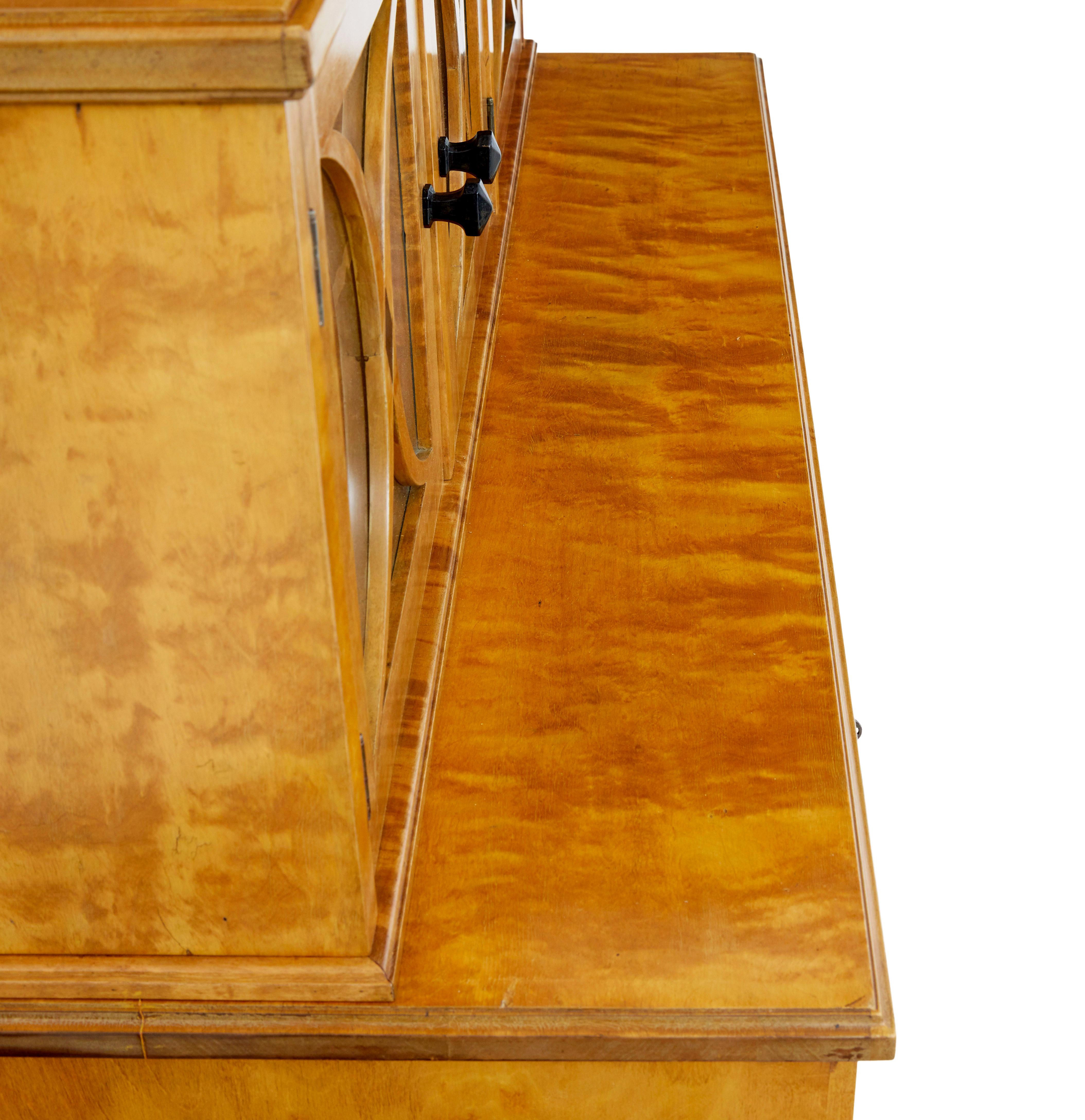 Late 19th century Swedish birch Art Nouveau cabinet on chest For Sale 2