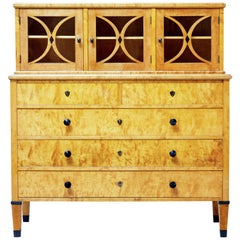 Late 19th Century Swedish Birch Art Nouveau Cabinet on Chest