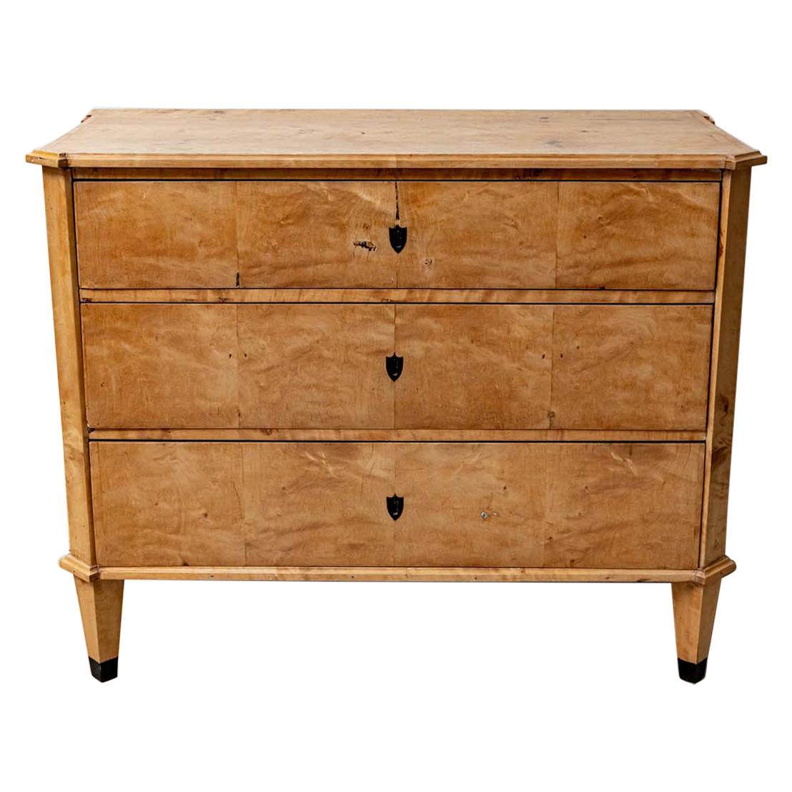 Late 19th Century Swedish Birch Three-Drawer Commode or Chest of Drawers