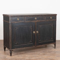 Late 19th Century Swedish Black Gustavian Sideboard Buffet
