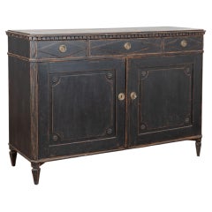 Late 19th Century Swedish Black Gustavian Sideboard Buffet